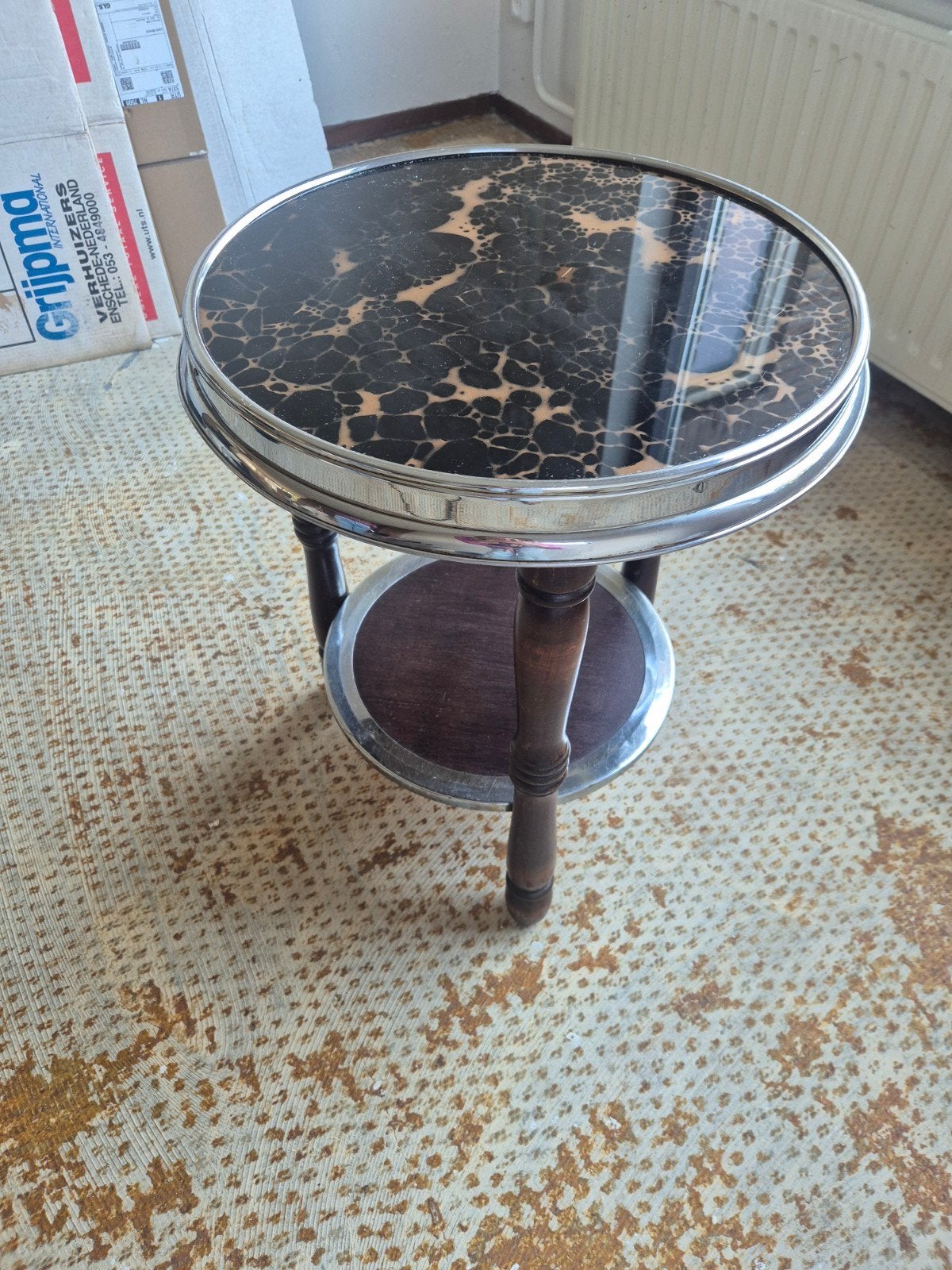 authentieke Art Deco of Mid-Century rooktafel Marmerlook, Antiek en Kunst, Ophalen