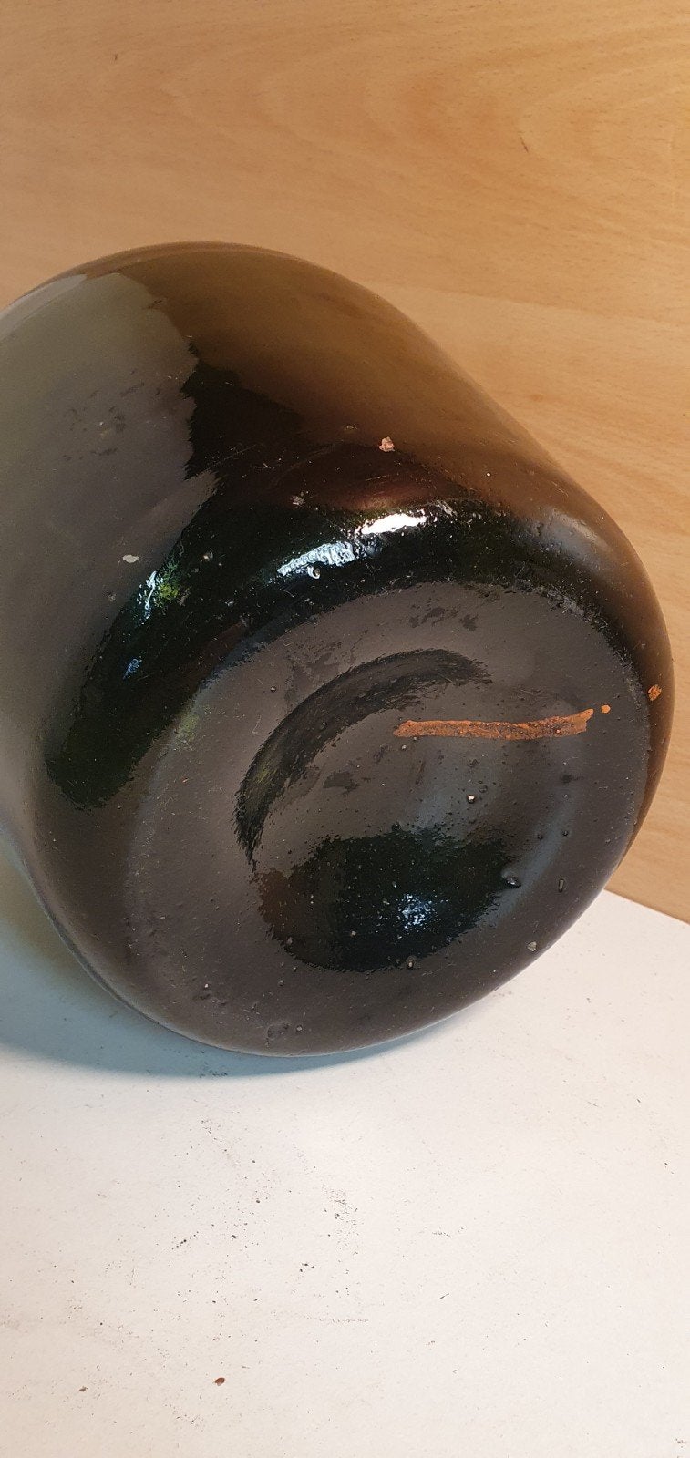 Grote groene glazen fles - Vintage decoratie, Antiek en Kunst, Ophalen of Verzenden