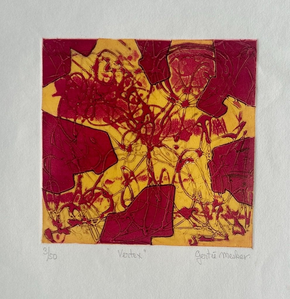 Ets Gertie Mesker - Vertex, Antiek en Kunst, Kunst | Litho's en Zeefdrukken, Gesigneerd, Verzenden, Abstract, Ets