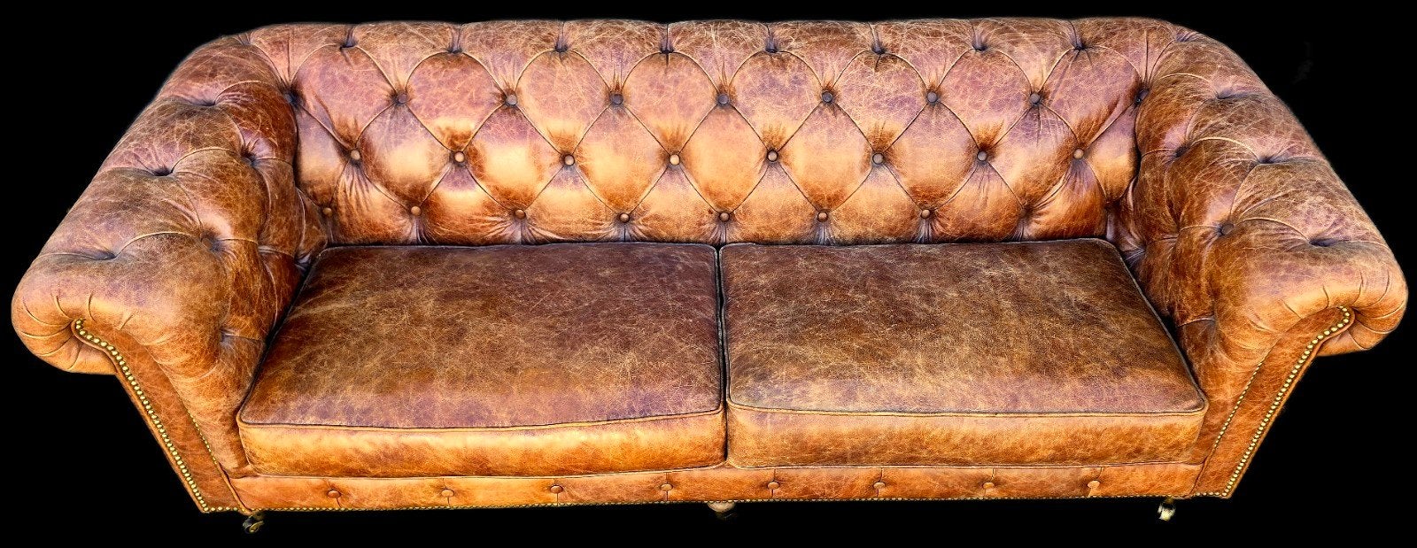Vintage leren Chesterfield bank bruin + BEZORGING GRATIS, Huis en Inrichting, Gebruikt, Chesterfield, Klassiek, Vintage, Onbekend