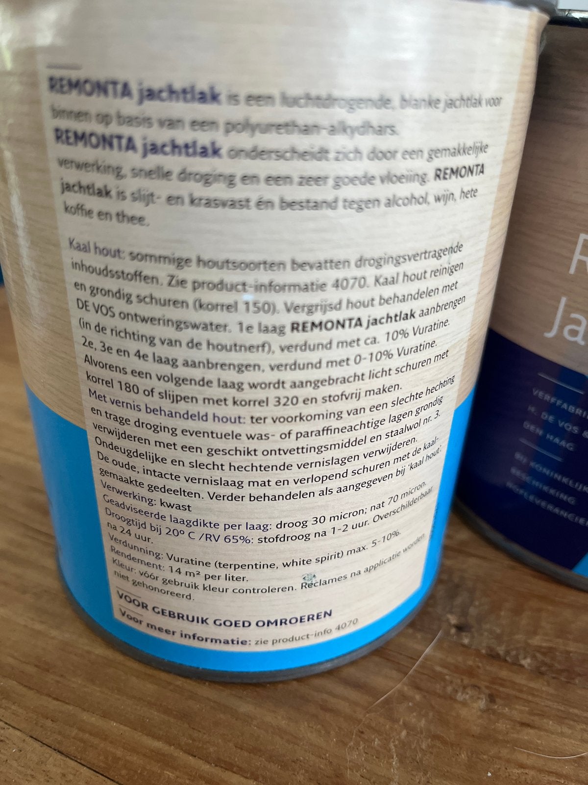 De Vos Verf Remonta Jachtlak Hoogglans - 1 Liter, Ophalen, Overige kleuren, Nieuw, Lak