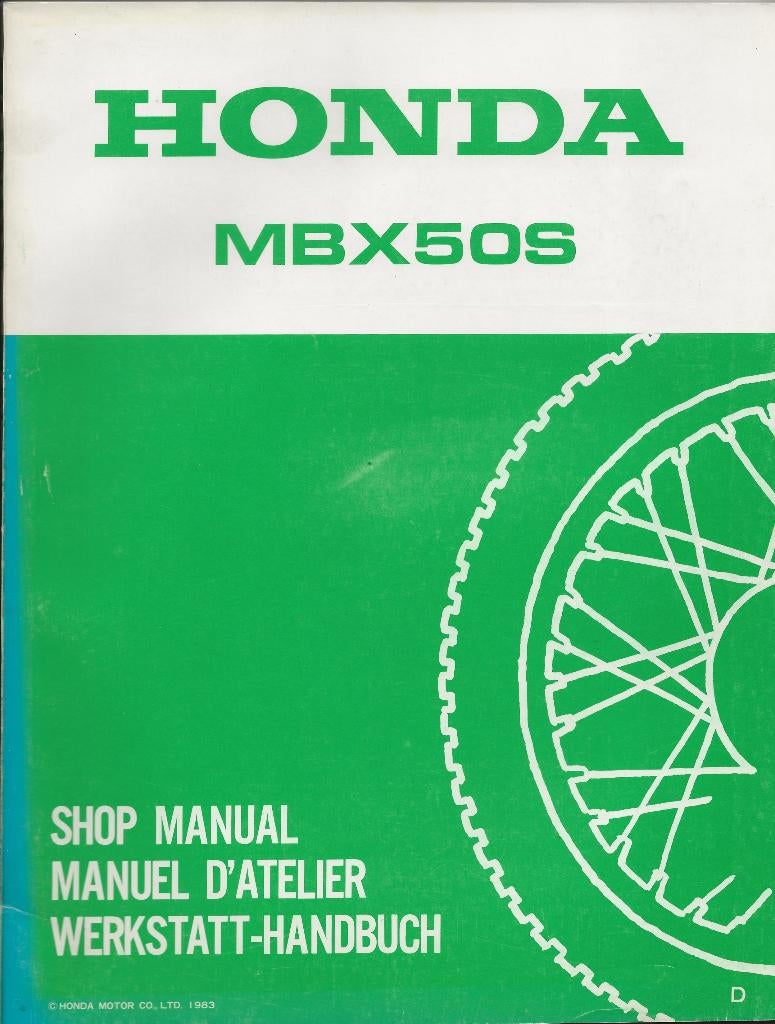 Honda MBX50 S shop manual (2626z) bromfiets, Ophalen of Verzenden, Honda