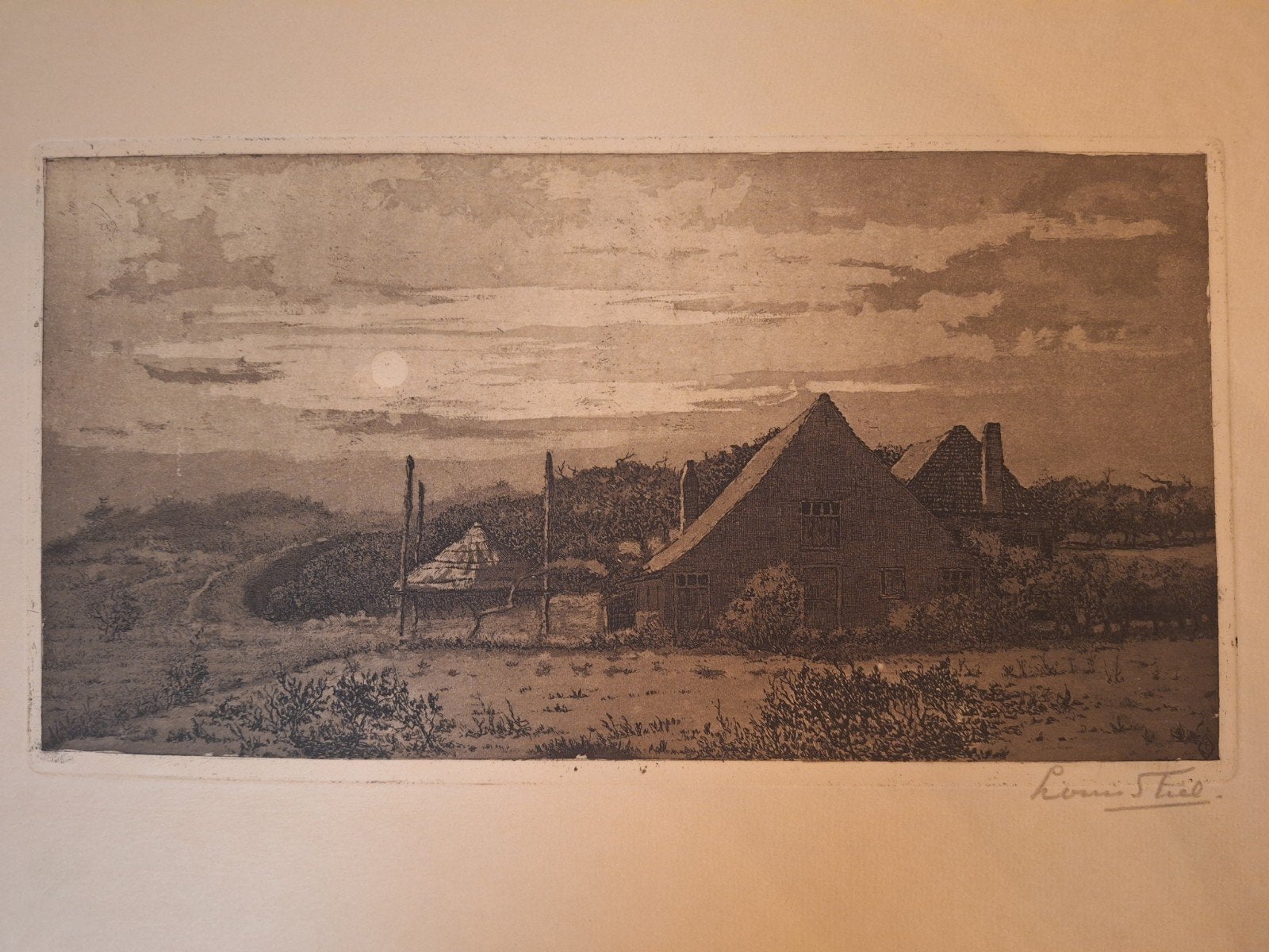 Ets 'Avondrood' van Louis Stiel, Ophalen of Verzenden