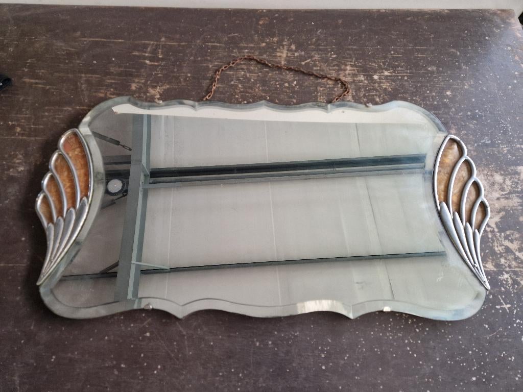 Prachtige art deco spiegel, Antiek en Kunst, Antiek | Spiegels, 50 tot 100 cm, Minder dan 100 cm, Ovaal, Ophalen