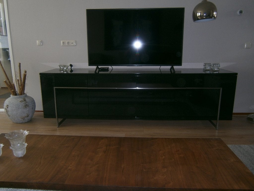 Dressoir zwart hoogglans Bert Plantagie, Ophalen, Zo goed als nieuw, 200 cm of meer, Modern
