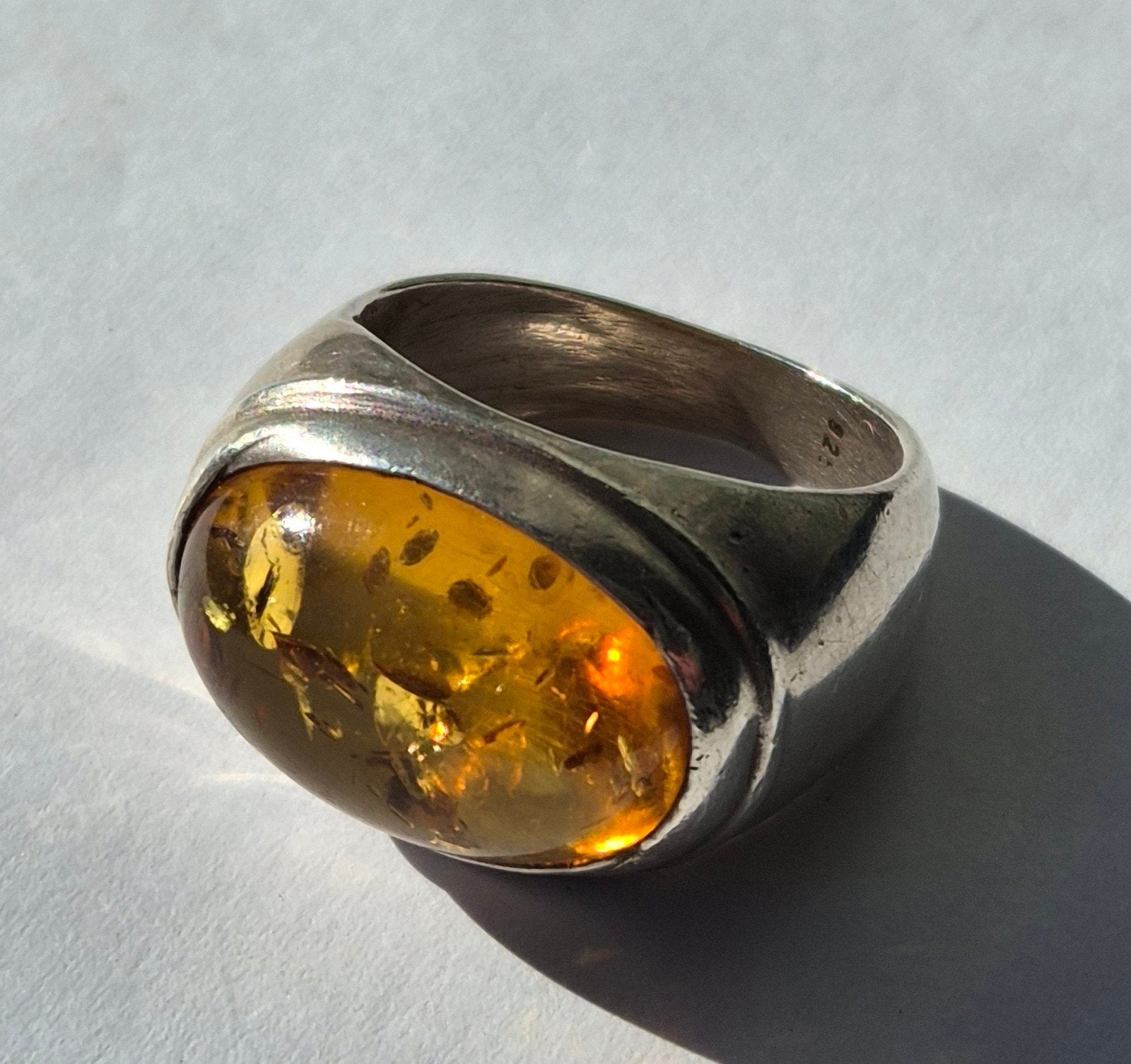 Ring(Barnsteen), Sieraden, Tassen en Uiterlijk, Ophalen of Verzenden, Zilver, Ring