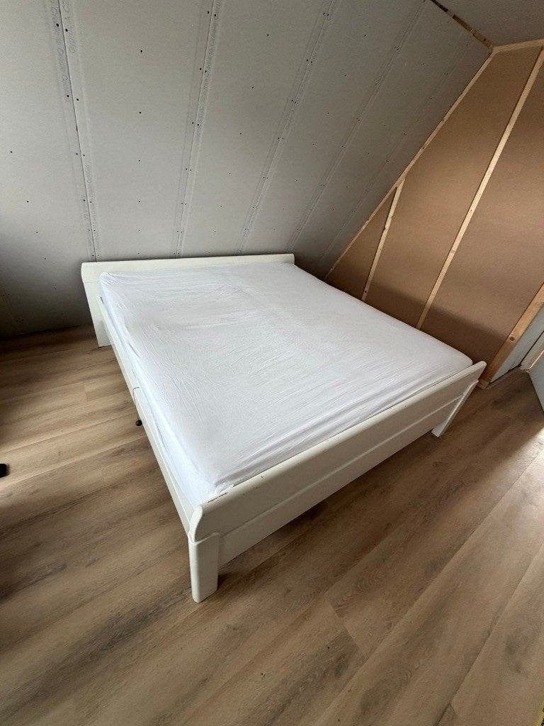 Wit houten tweepersoonsbed 180x200 cm, Huis en Inrichting, Ophalen, Gebruikt, Wit, Tweepersoons