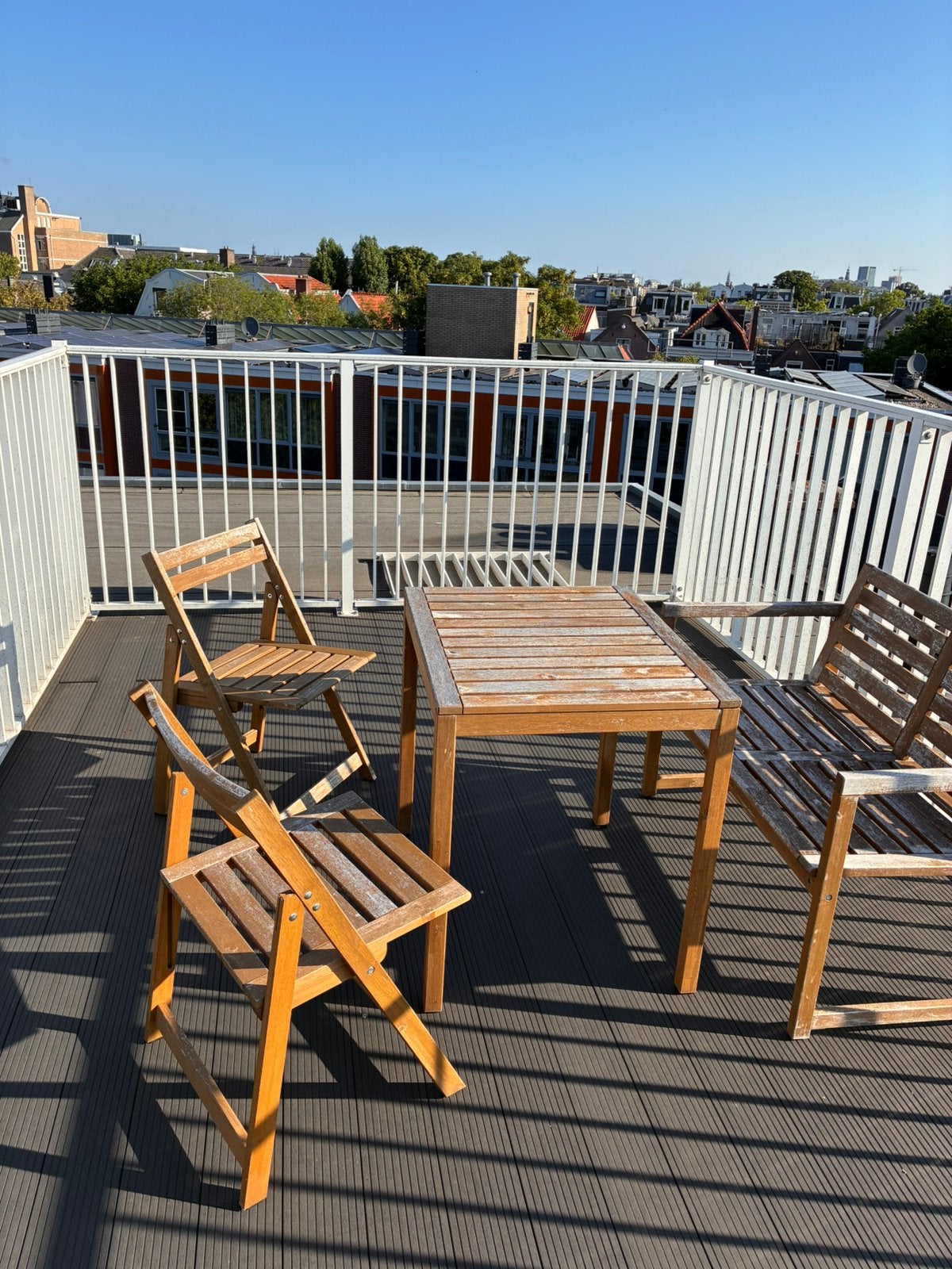 Outdoor Wooden Dining Set Table Bench Chairs, Ophalen, 4 zitplaatsen, Eettafel, Zo goed als nieuw