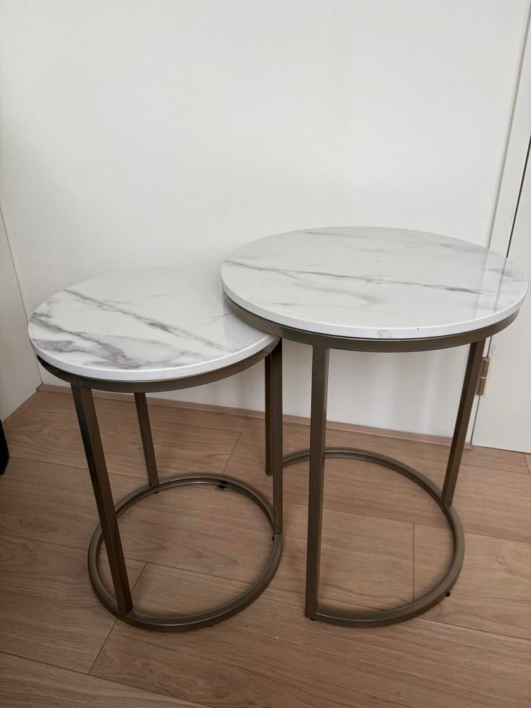 Marmeren bijzettafels, Overige materialen, Minder dan 55 cm, Rond, Zo goed als nieuw