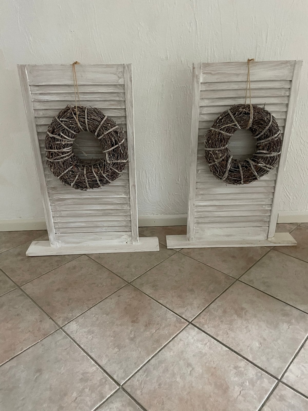 Decoratieve luiken met kransen - Landelijke stijl, Huis en Inrichting, Ophalen, Hout, Gebruikt, Landelijk