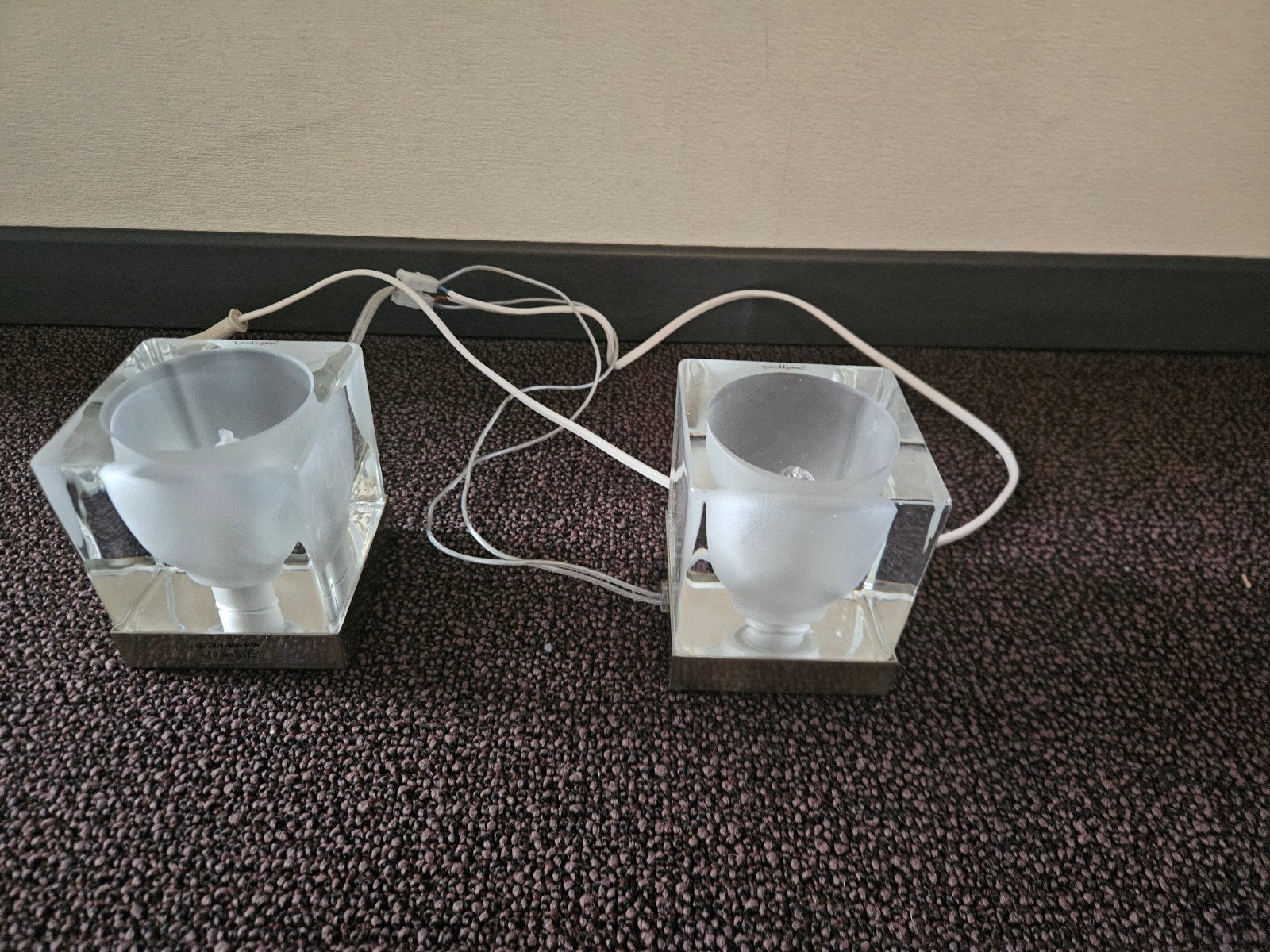 Set van 2 moderne glazen tafellampen, Ophalen, Zo goed als nieuw, Modern, Minimalistisch