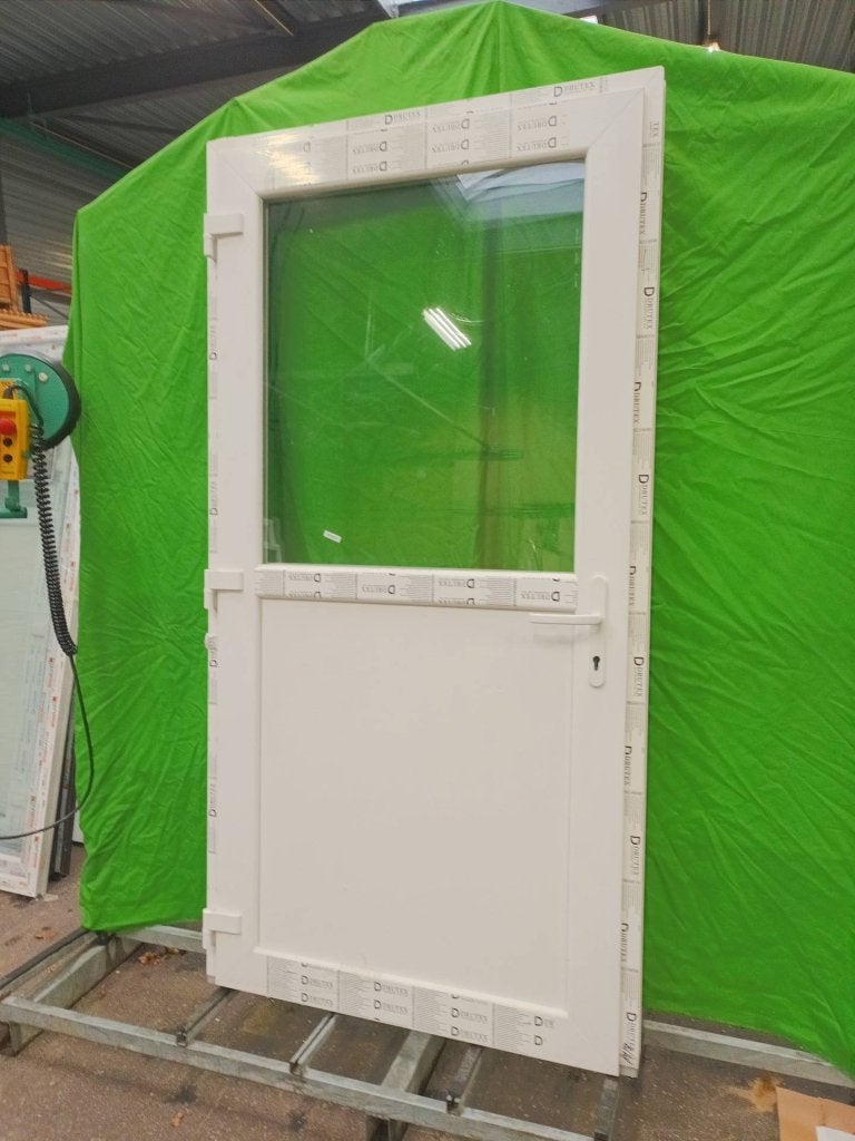 Kunststof Buitendeur 1/2glas  b112 x h220 cm -2050-, Kunststof, 215 cm of meer, Niet ingevuld, Nieuw