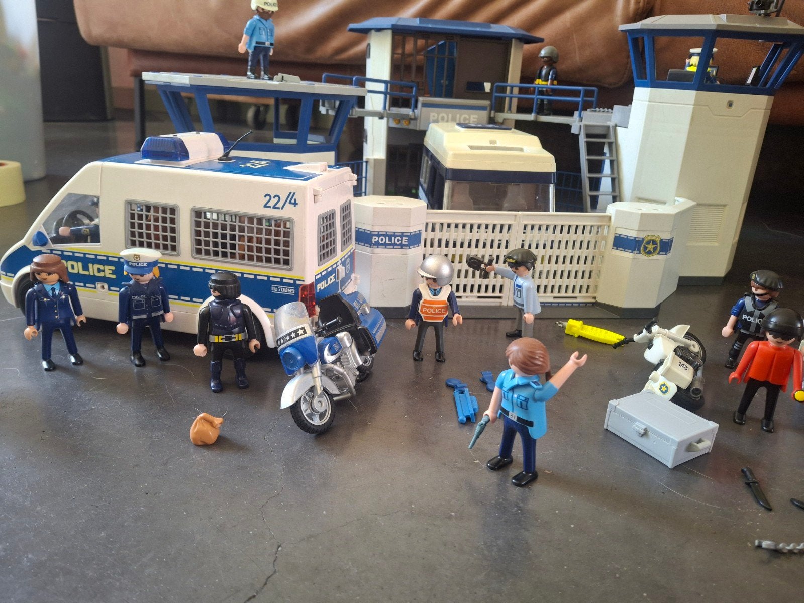 Grote Playmobil Politie Set met Politiebureau en Voertuigen, Ophalen of Verzenden, Gebruikt