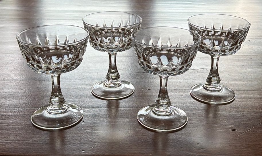 4 Cristal d’Arques Pompadour grote coupes, Verzamelen, Glas en Borrelglaasjes, Ophalen of Verzenden, Zo goed als nieuw, Overige typen