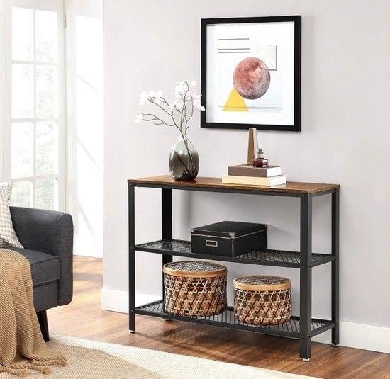 Haltafel Industrieel – Zwart/Bruin – 101,5x35x80 cm, Ophalen, 100 tot 150 cm, Zo goed als nieuw, Metaal