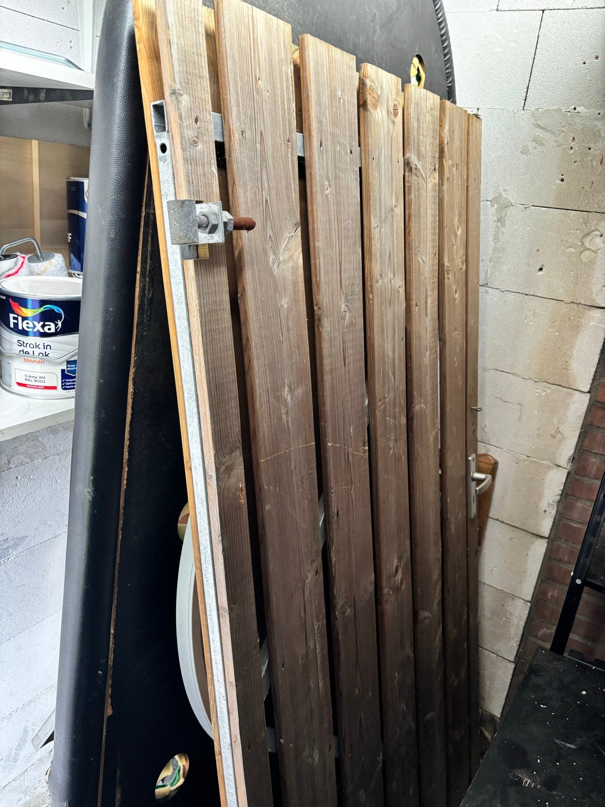 Houten Buitendeur met Handvat en slot  - Gebruikt, Ophalen, Gebruikt, Minder dan 80 cm, Buitendeur