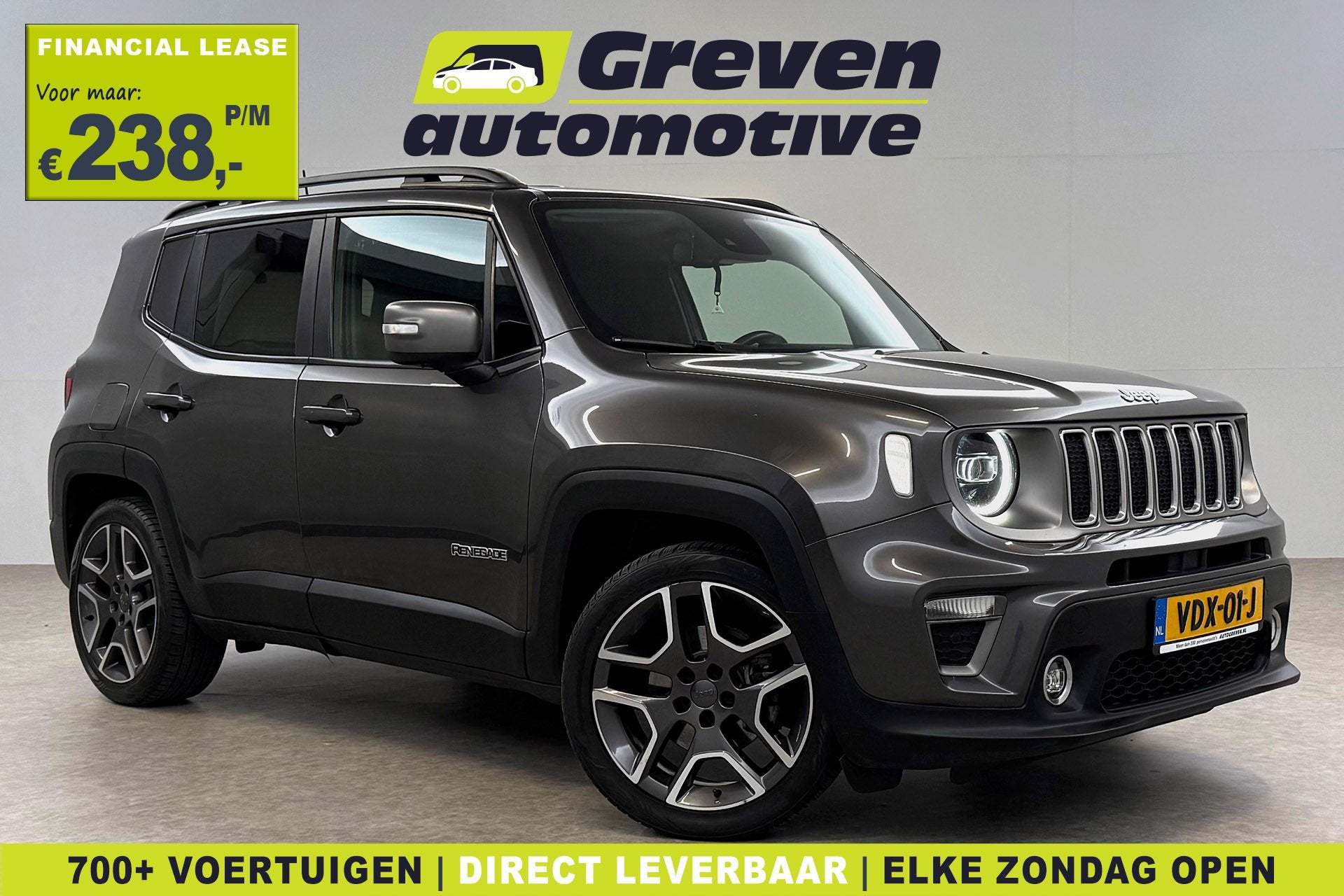 Jeep Renegade 1.3T Limited 151PK | Grijs Kenteken | VAN | Ca, Stof, Gebruikt, 4 cilinders, Bedrijf