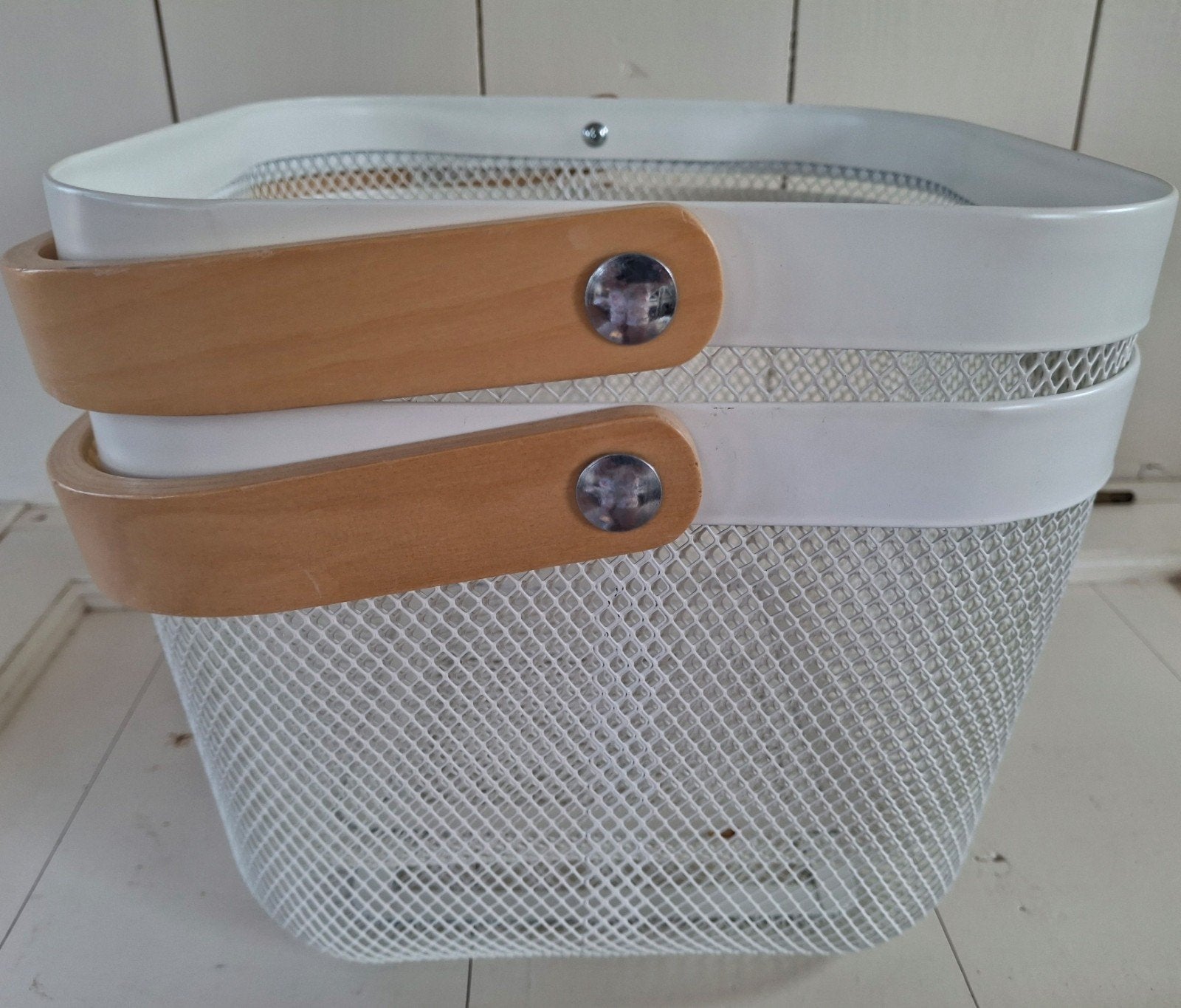 Witte Risatorp IKEA mandjes met hengsel, Kunststof, Mand, Vierkant, Ophalen of Verzenden