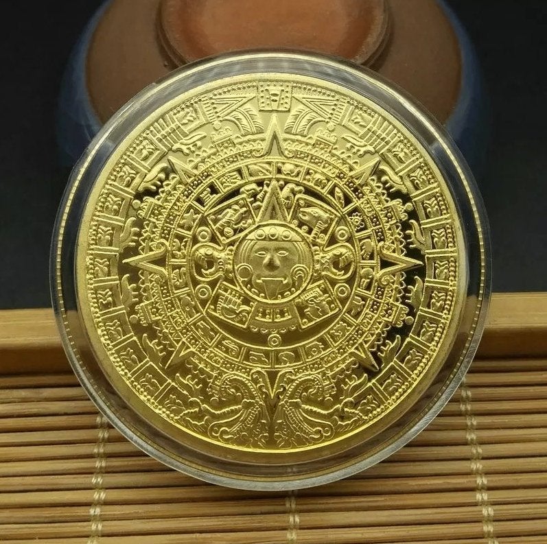 Gouden Maya Munt / Aztec Kalender, Verzenden, Zuid-Amerika, Losse munt