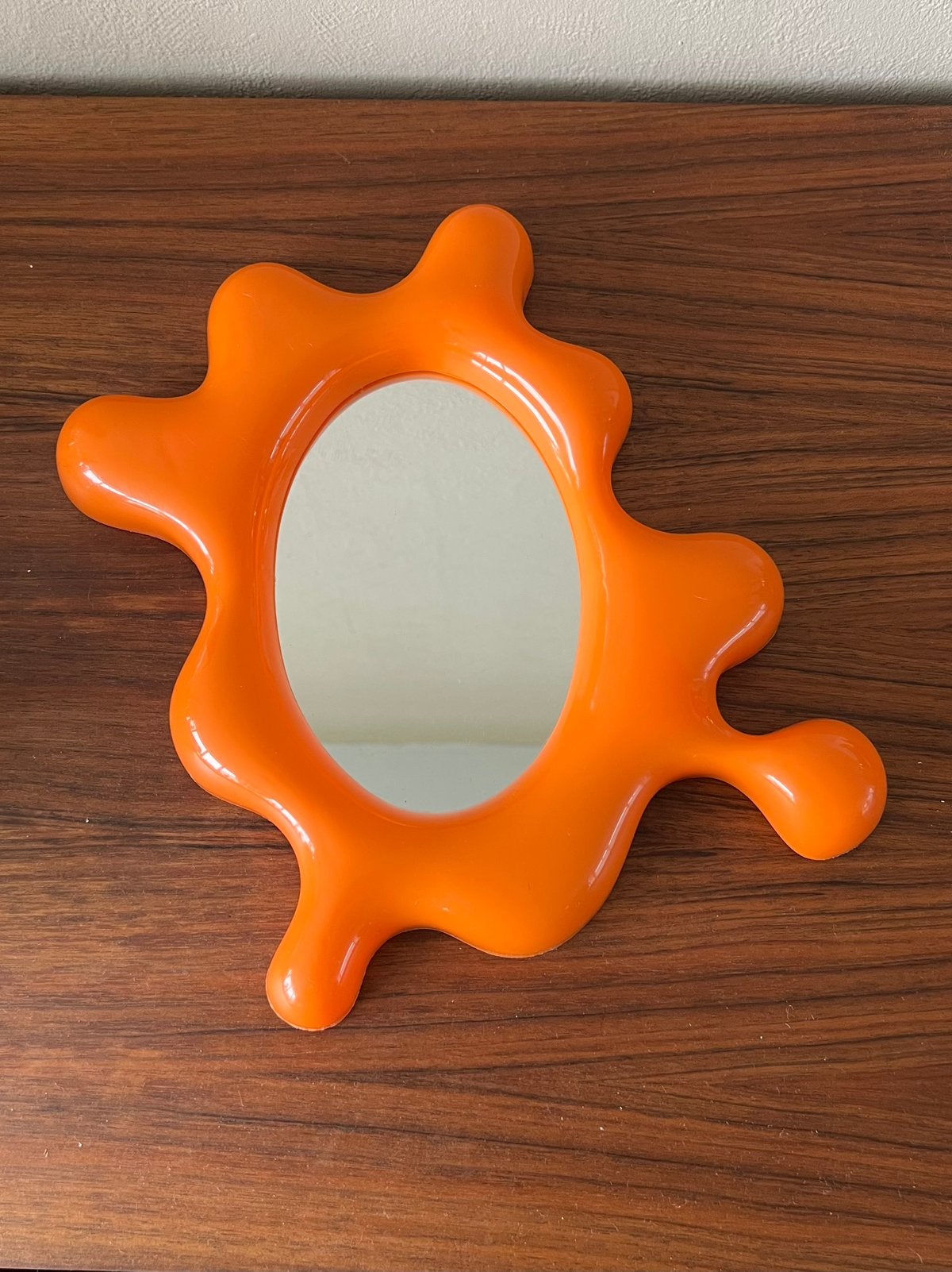 Vintage Tunga Ikea spiegel retro oranje 1996 design splash, Minder dan 50 cm, Ophalen of Verzenden, Zo goed als nieuw, Minder dan 100 cm