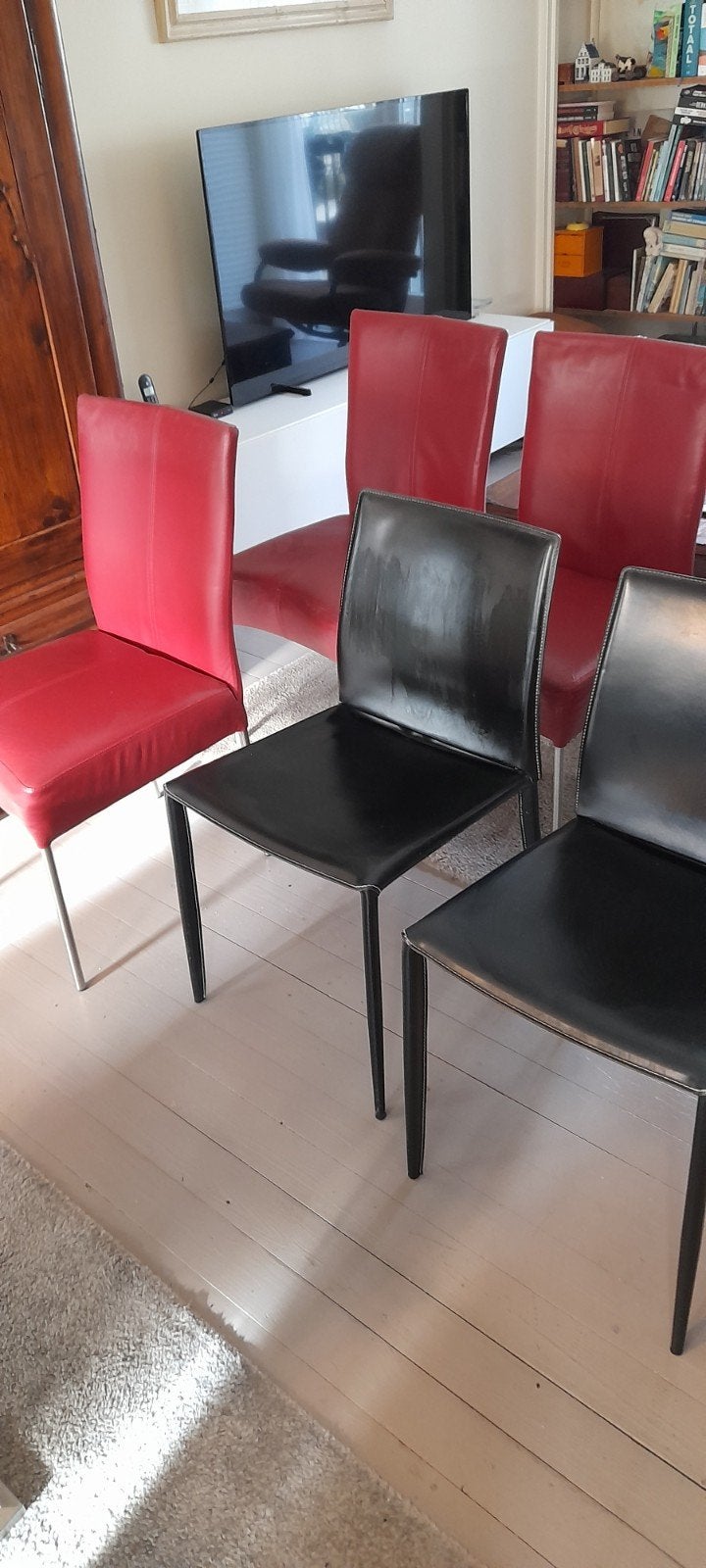 eetkamerstoelen zwart, Huis en Inrichting, Ophalen, Gebruikt, Zwart, Leer