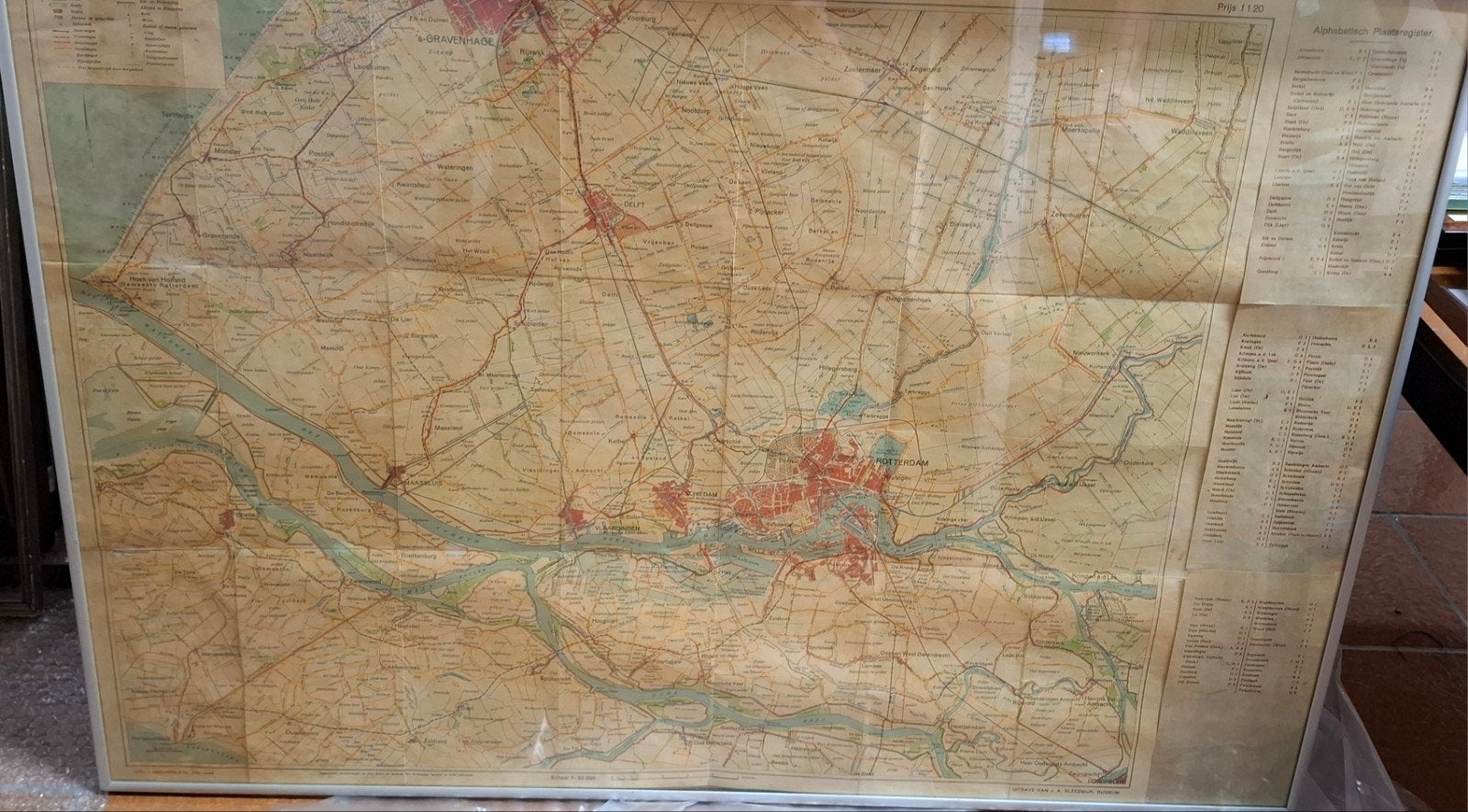 Litho Rotterdam en omstreken, ca. 1910, J. Smulders & Co. den Haag, J.A. Sleeswijk - Bussum, Ophalen of Verzenden, Landkaart, 1800 tot 2000