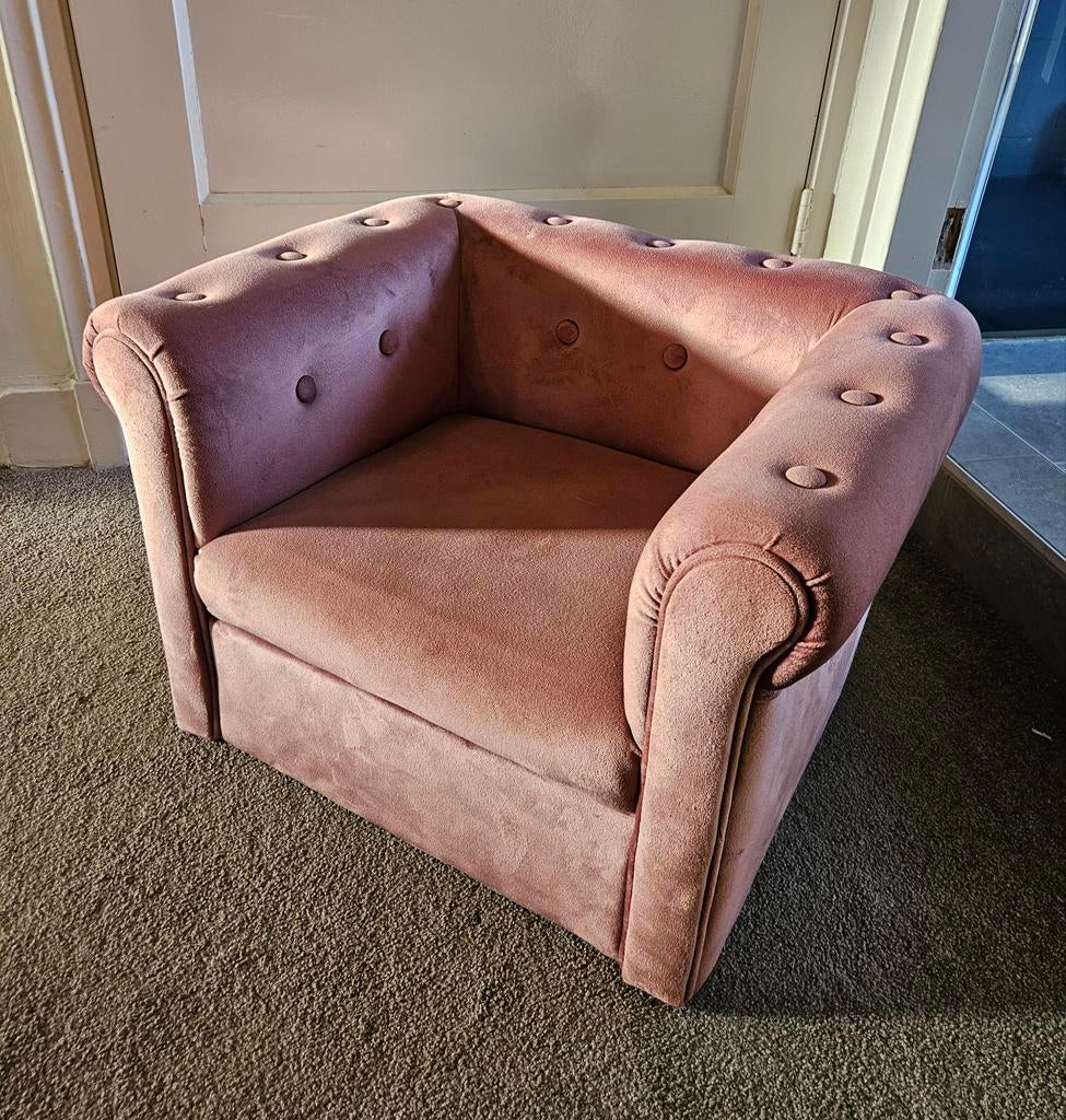 Roze fluwelen kinderstoel - 47x40x56 cm, Kinderen en Baby's, Kinderstoelen, Ophalen, Gebruikt