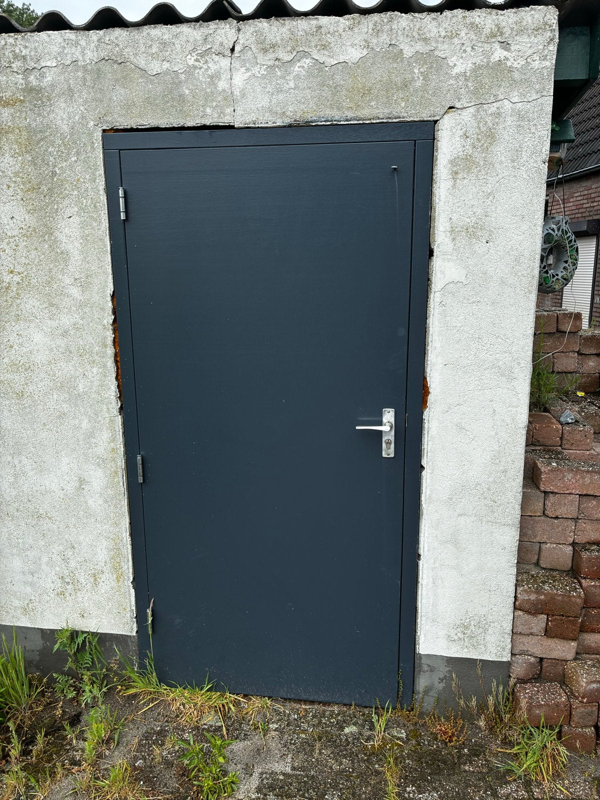 Stevige Buitendeur - Grijs, Gebruikt, Doe-het-zelf en Verbouw, Deuren en Horren, Ophalen, Gebruikt, 80 tot 100 cm, Minder dan 200 cm