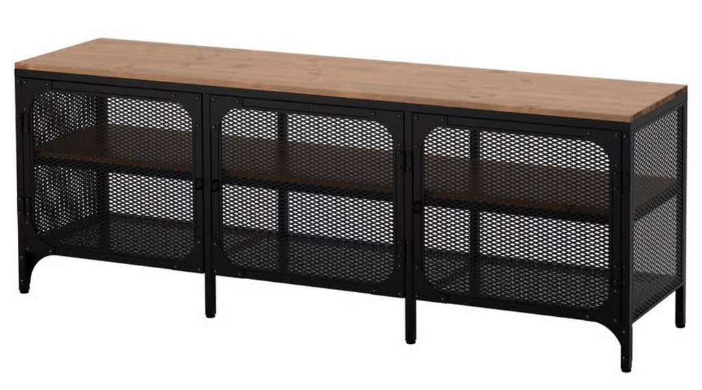 FJÄLLBO Tv-meubel, zwart, Ophalen, 100 tot 150 cm, Zo goed als nieuw, Minder dan 100 cm