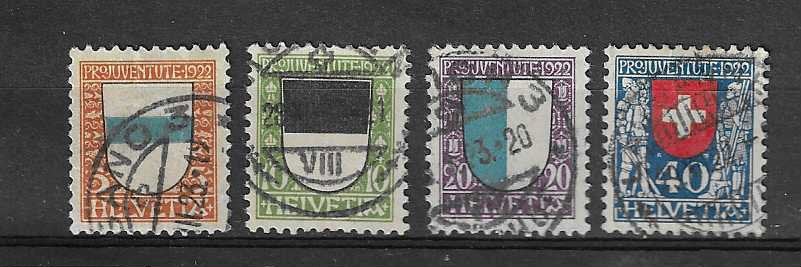 Zwitserland l;assiek 1922 Mi.175/178, Ophalen of Verzenden, Gestempeld