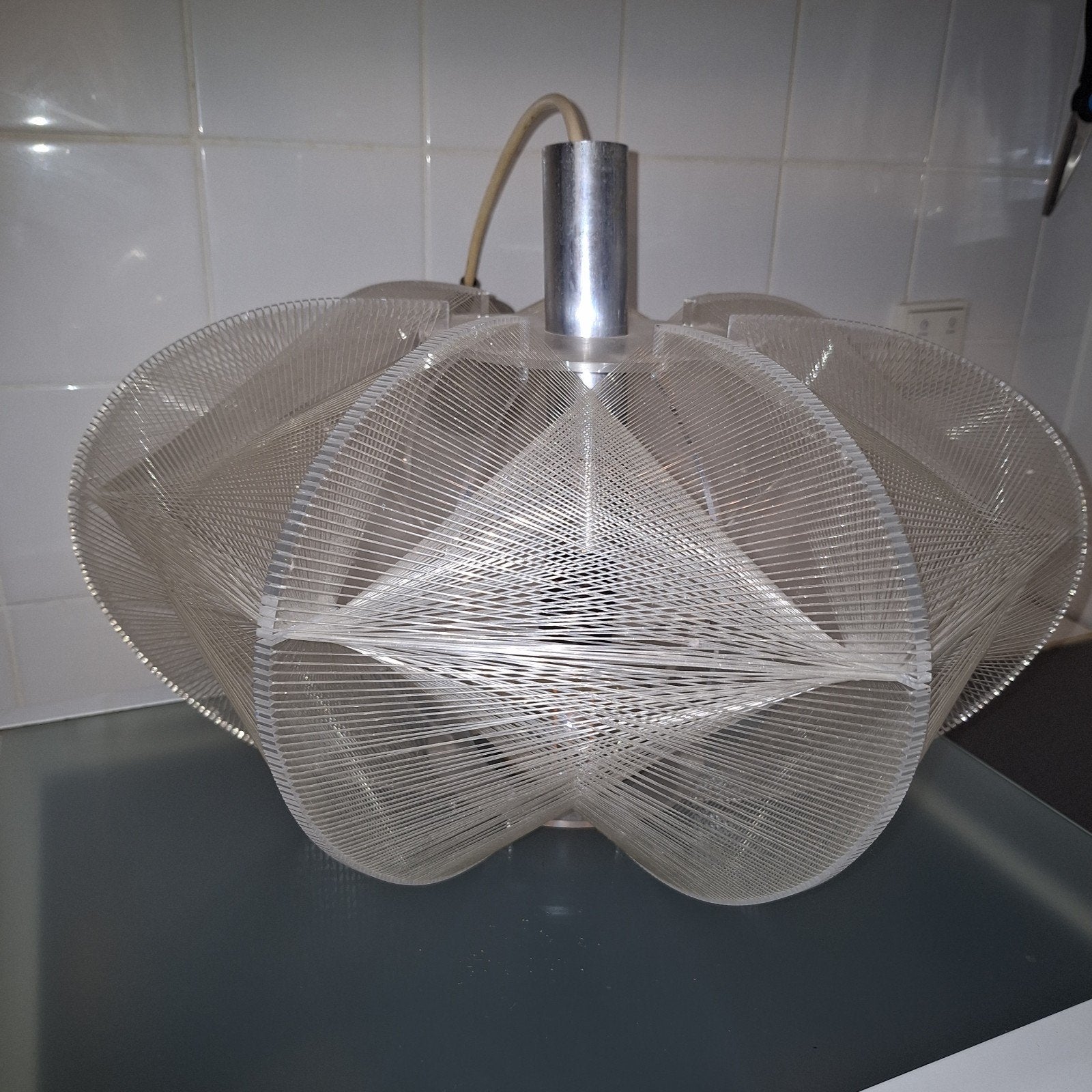 Foto 2 van Zeldzame Paul Secon Sompex-Clear Wire hanglamp, jaren 70