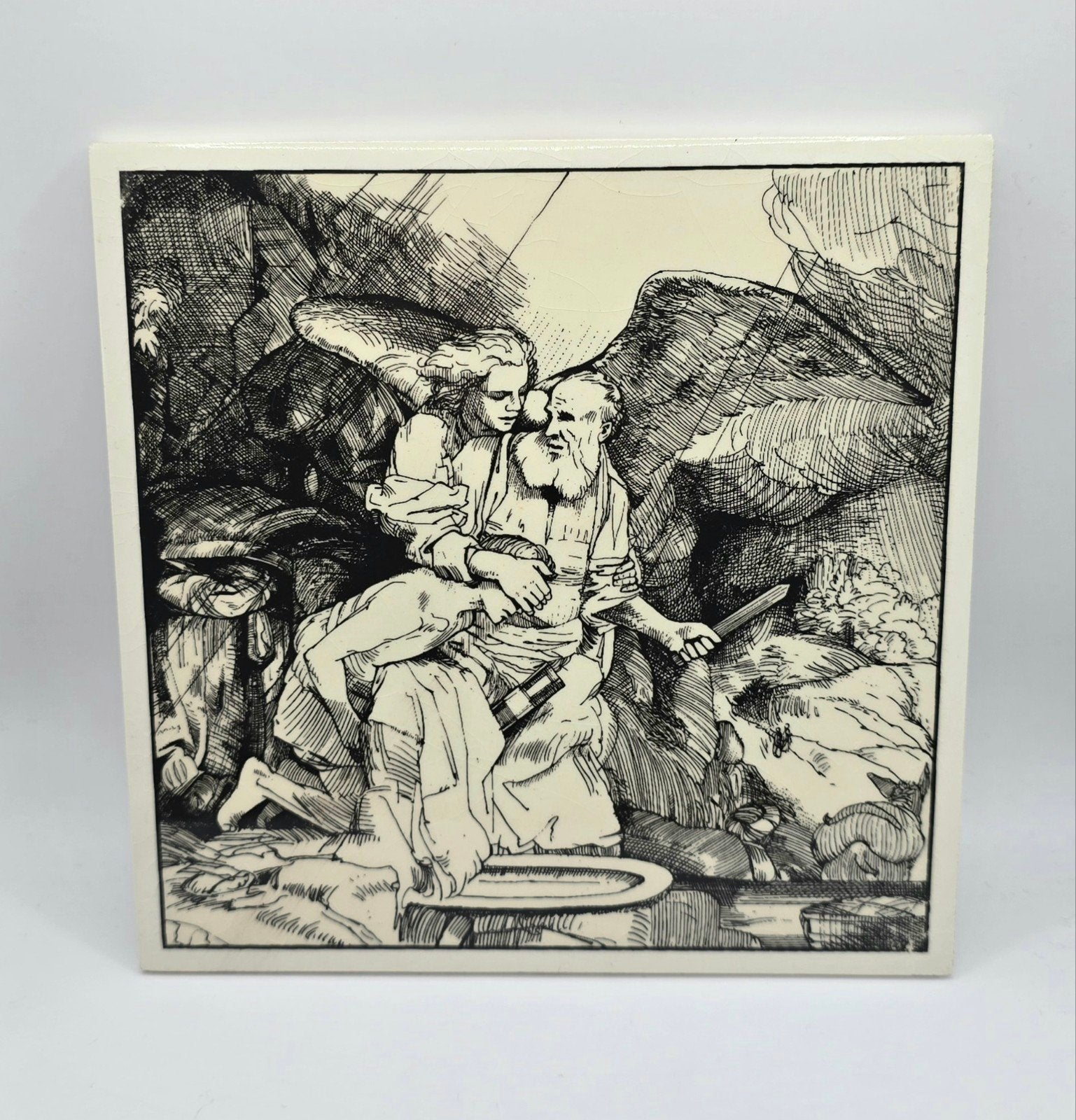Ceramic tile, Rembrandt: Abraham’s Sacrifice, Ophalen of Verzenden