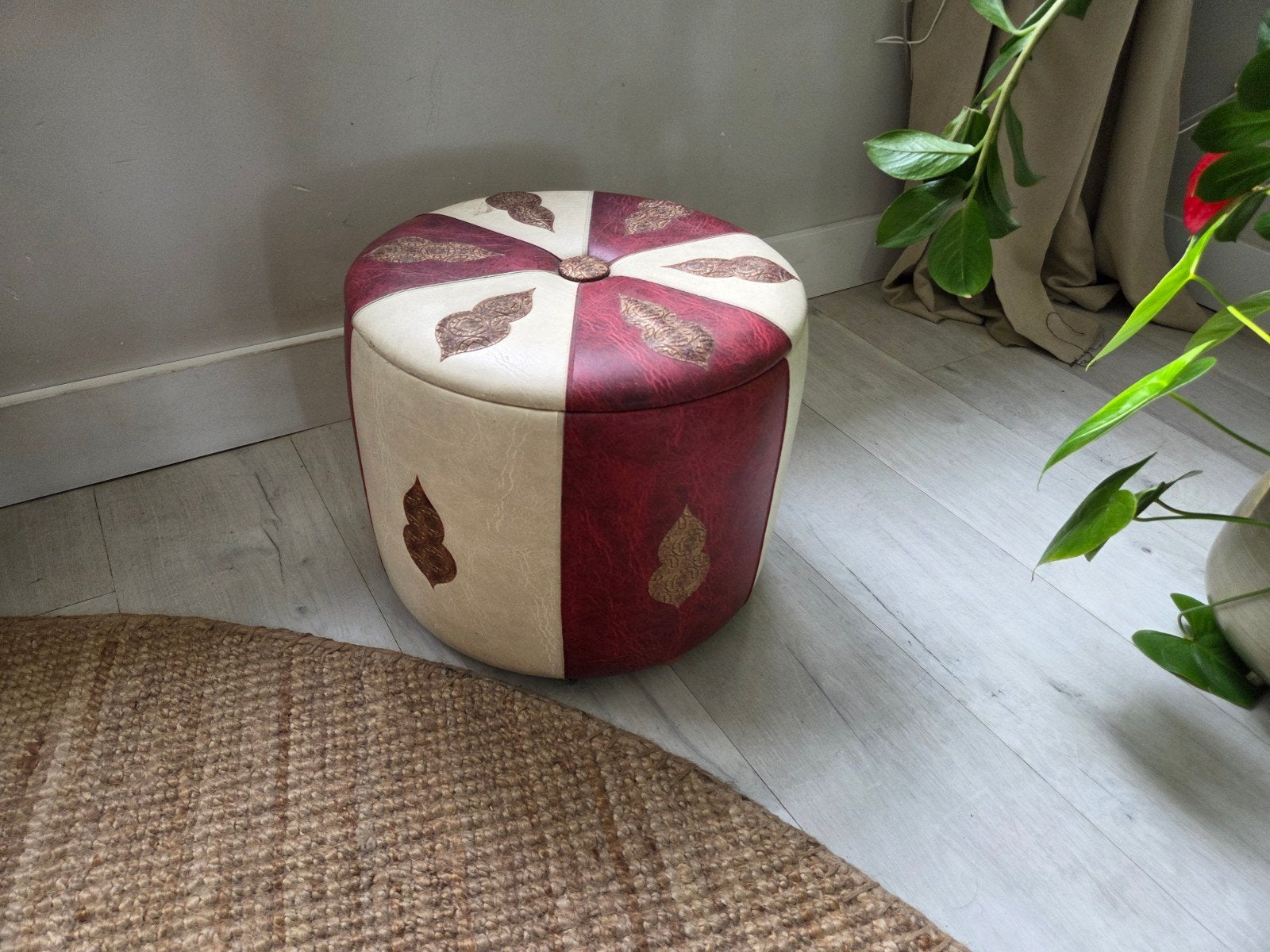 Vintage jaren '70 naaipoef / hocker – Marrakech stijl, Ophalen, Minder dan 50 cm, Gebruikt, Kunststof