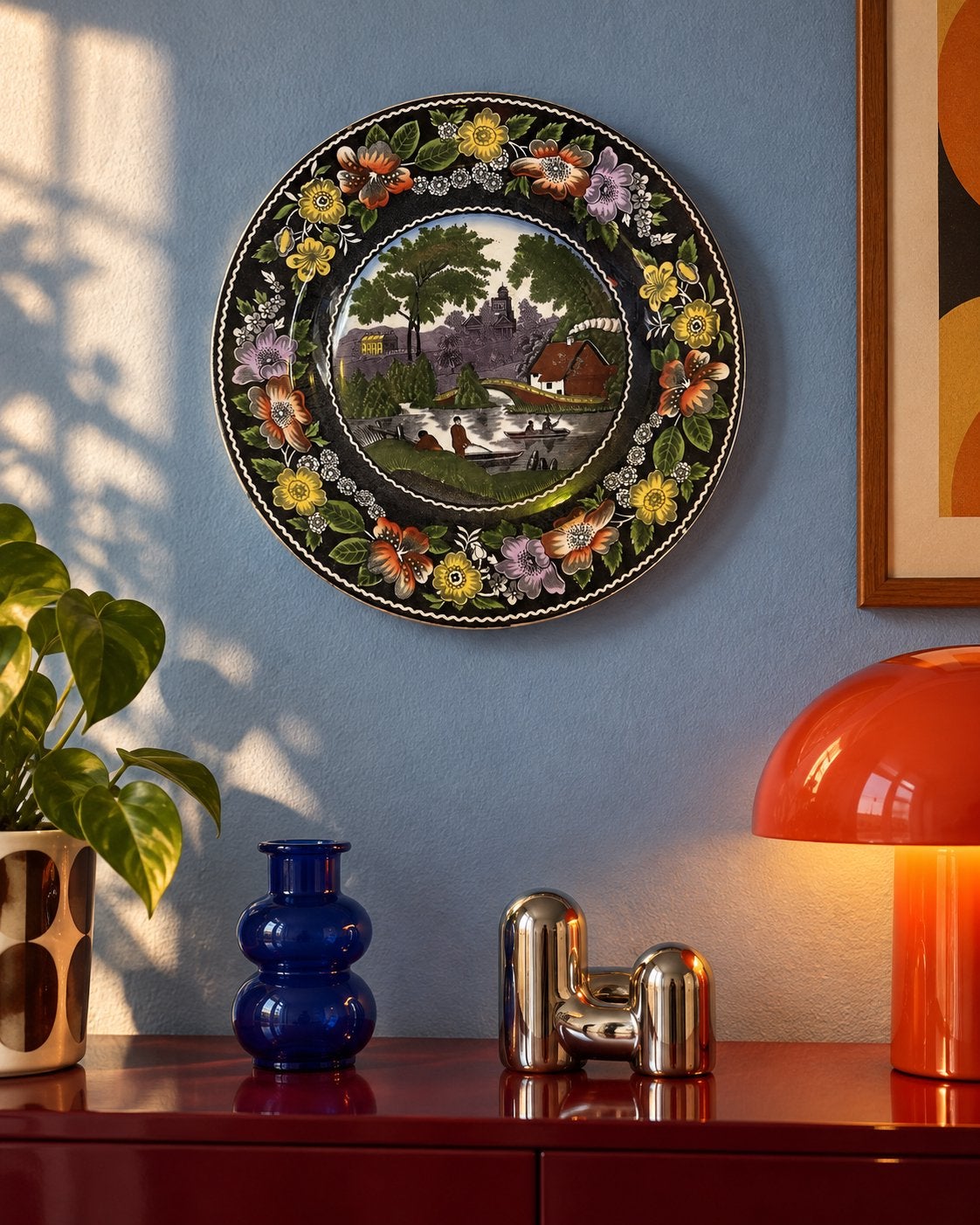 Vintage Société Céramique Maastricht wandbord – Wilderose, Antiek en Kunst, Ophalen of Verzenden