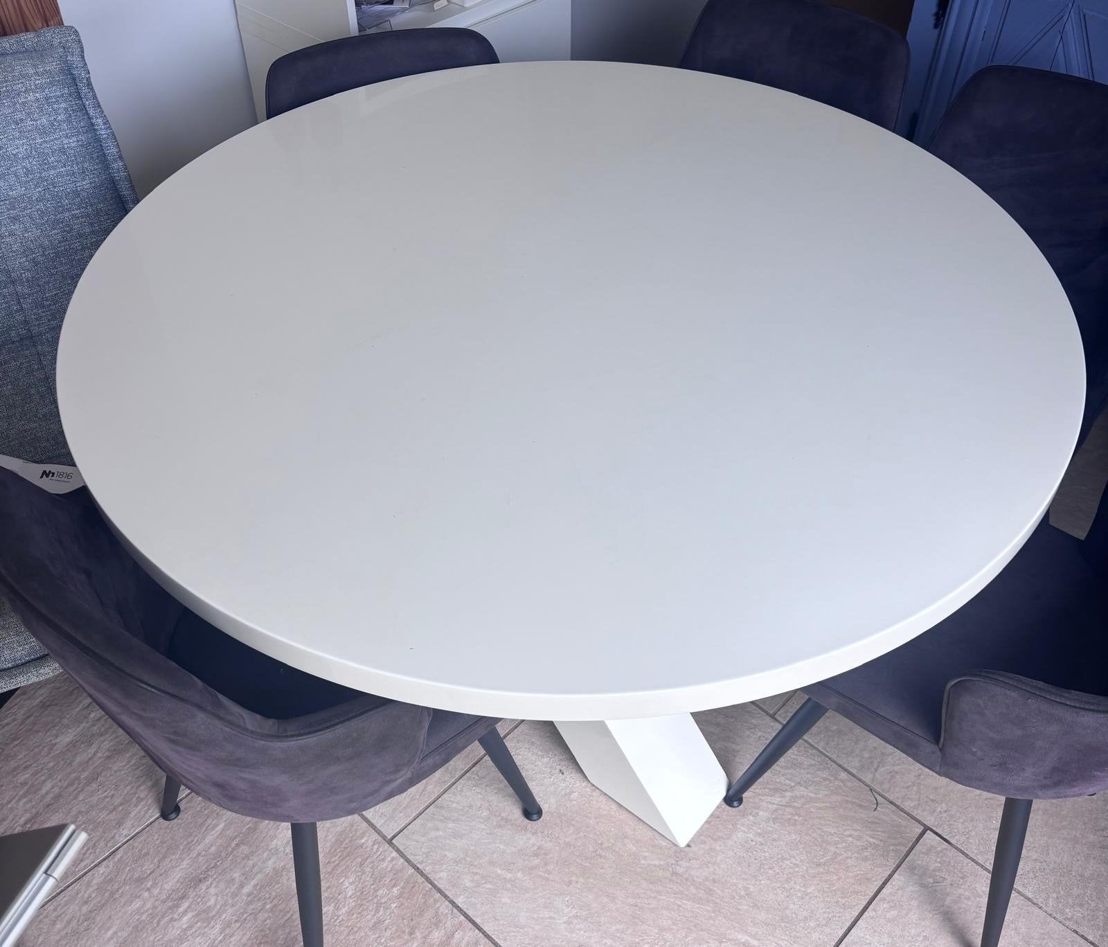 Witte ronde eettafel met lichte beschadiging, Ophalen, Gebruikt, Rond, 100 tot 150 cm