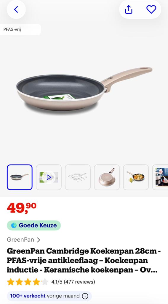 GreenPan Cambridge Koekenpan 28cm - Nieuw met lichte schade, Huis en Inrichting, Keuken | Potten en Pannen, Inductieplaat, Ophalen of Verzenden