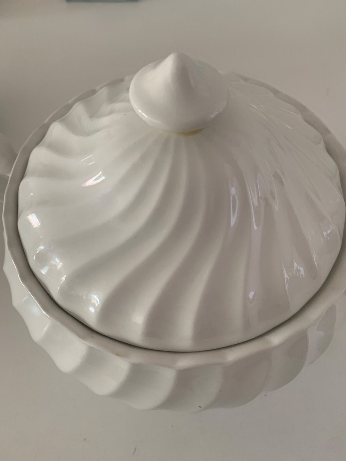 Witte pot met deksel, vintage design, Ophalen of Verzenden