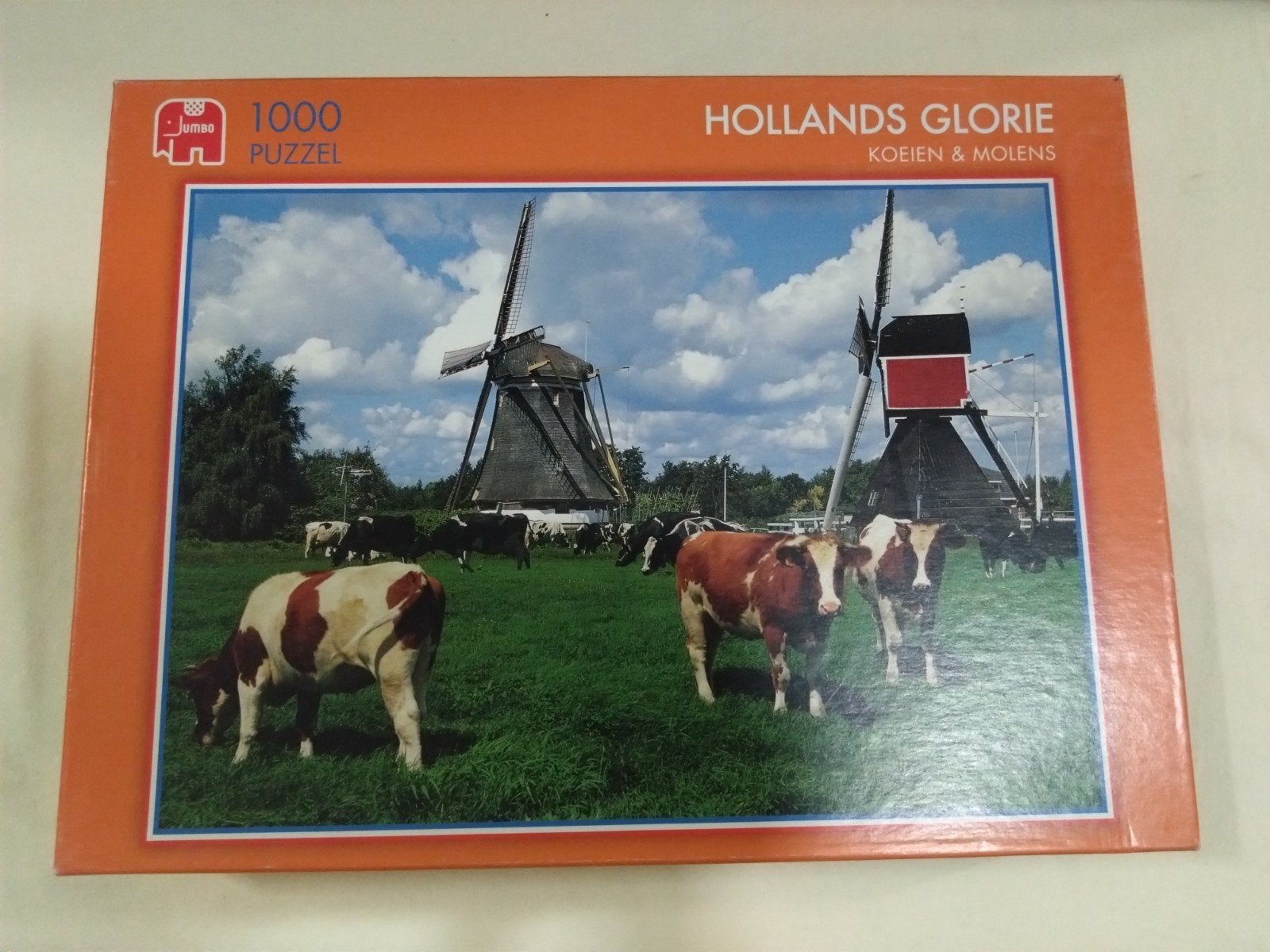 Hollands Glorie Koeien & Molens 1000 stukjes puzzel, Ophalen of Verzenden, 500 t/m 1500 stukjes, Gebruikt, Legpuzzel