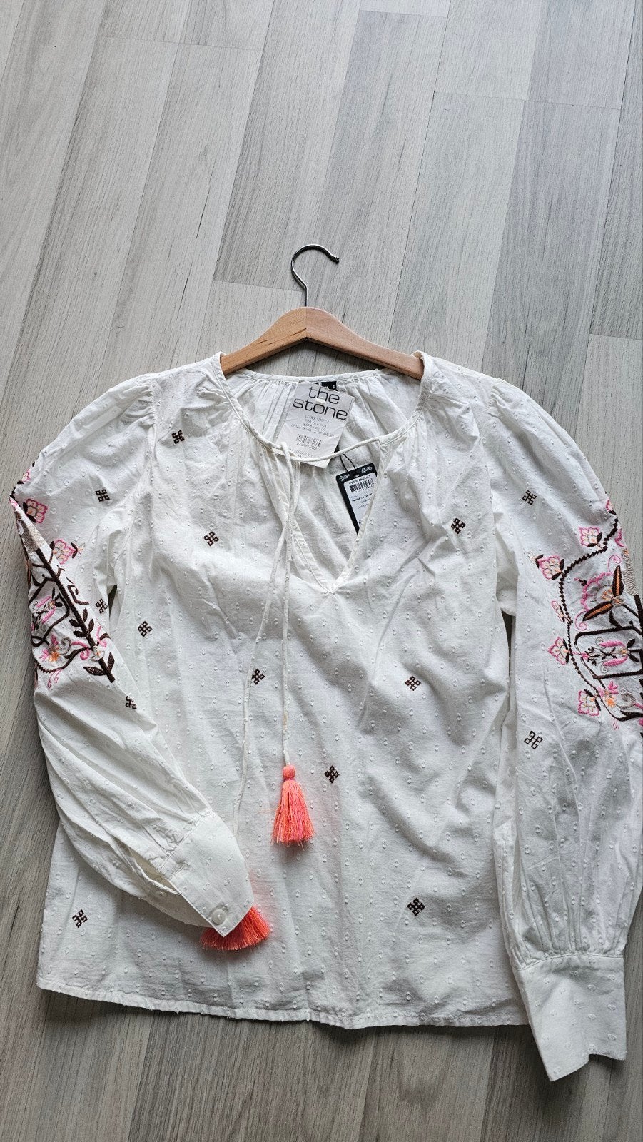 Witte blouse met borduursels en kwastjes - The Stone, Maat 38/40 (M), Wit, The Stone, Nieuw