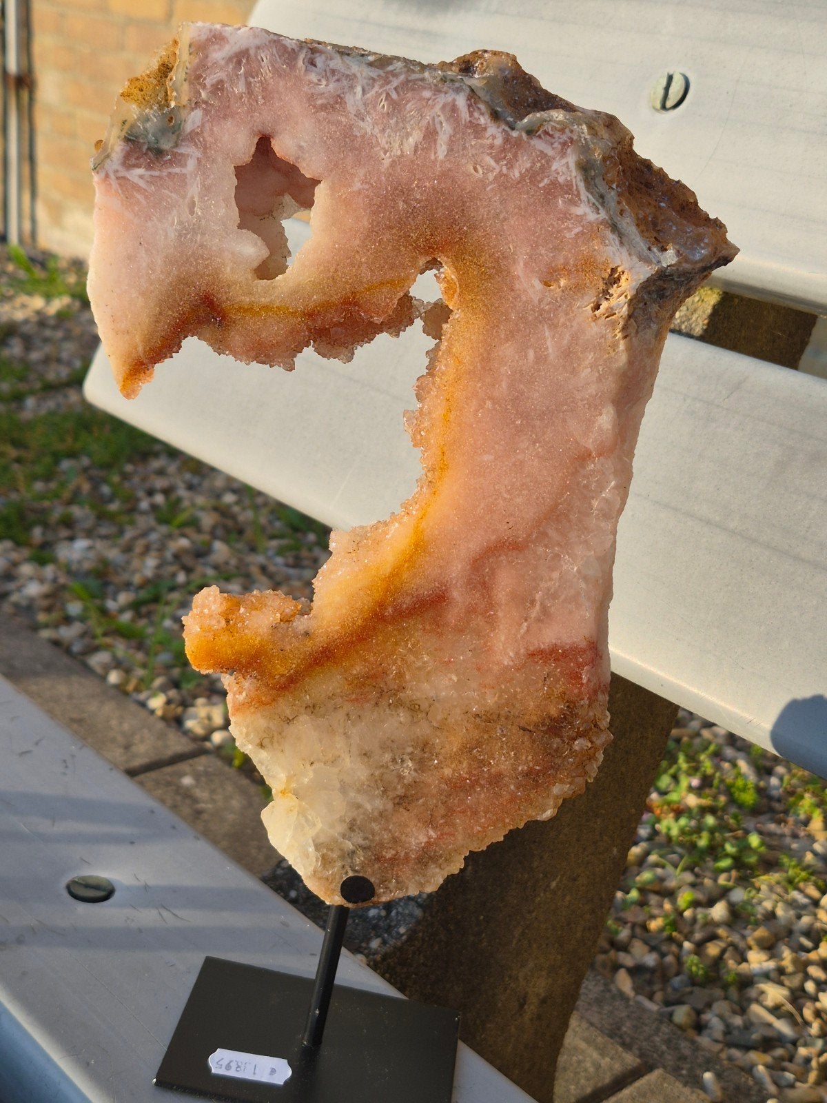Xl roze chalcedoon op standaard, Ophalen of Verzenden