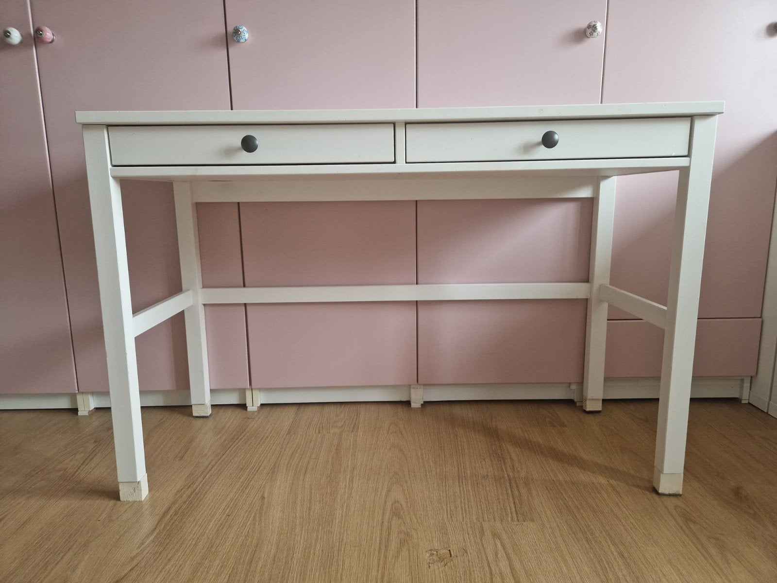 IKEA HEMNES Bureau met 2 lades, wit, 120x47 cm, Ophalen, Gebruikt, 120 cm, Hout