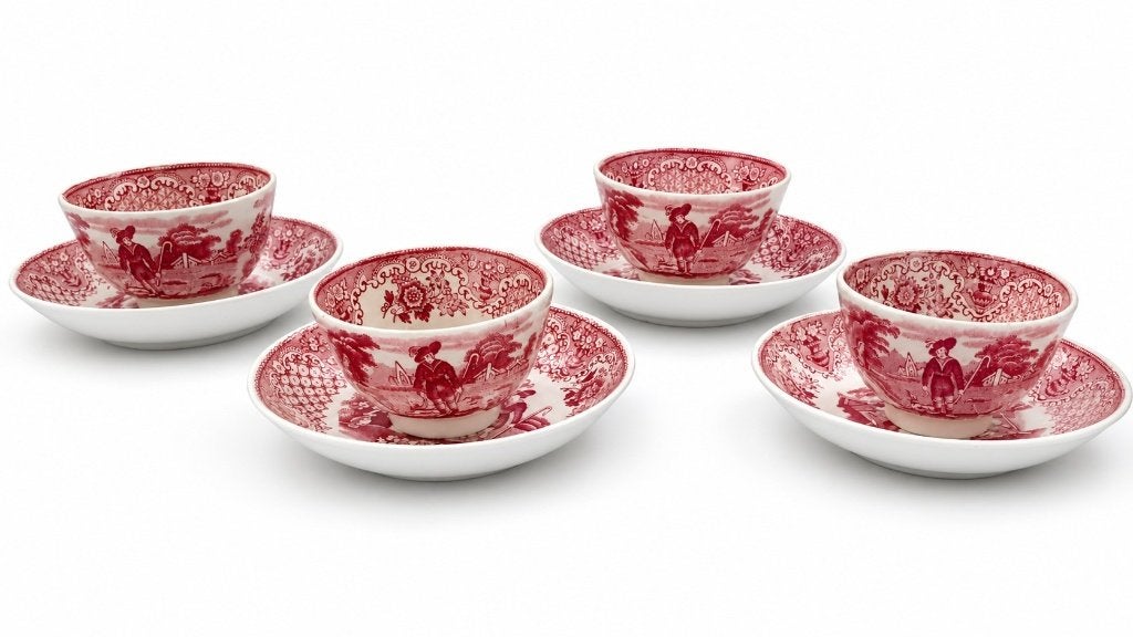 4 Pretty Petrus Regout kom en schotels, Antiek en Kunst, Antiek | Servies los, Ophalen of Verzenden
