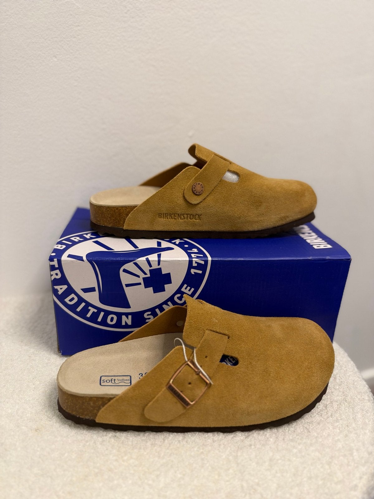 Birkenstock Boston Clogs - Zo goed als nieuw, Ophalen of Verzenden, Zo goed als nieuw, Bruin, Instappers
