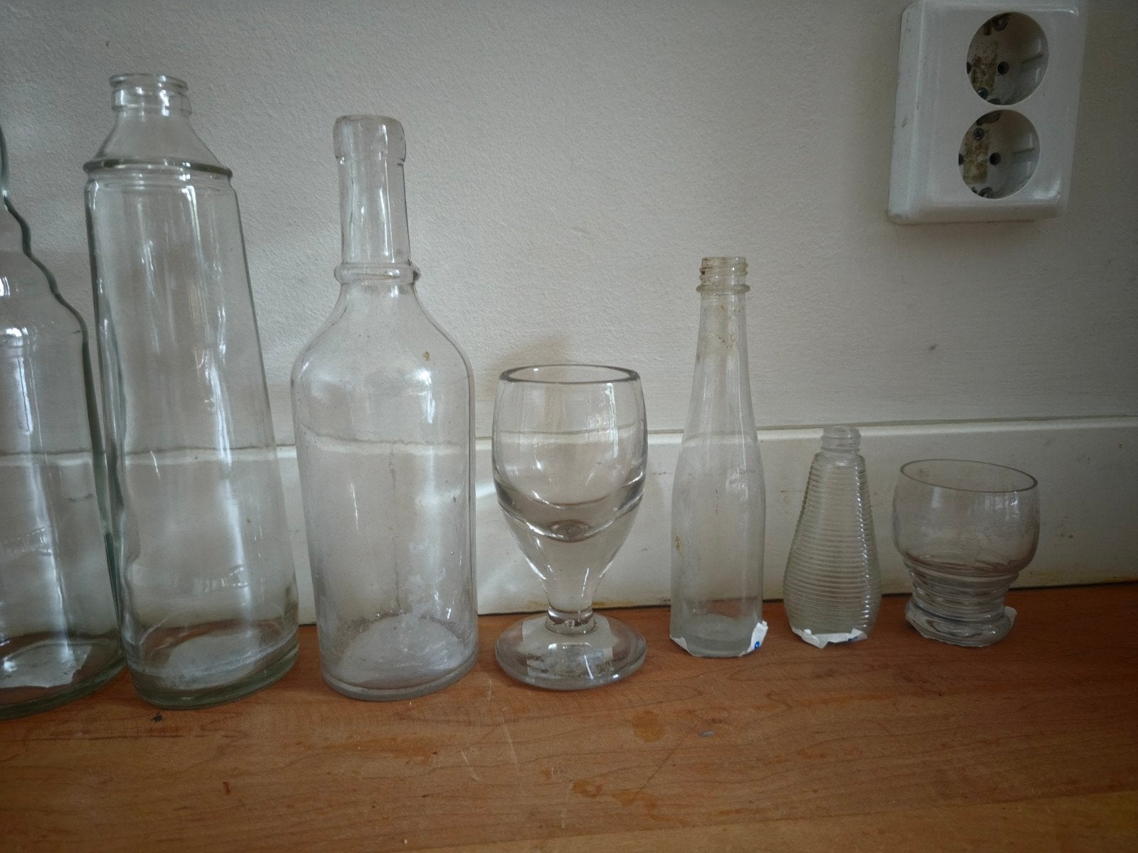 verzameling oude flessen en glas., Verzamelen, Ophalen of Verzenden, Gebruikt, Overige typen