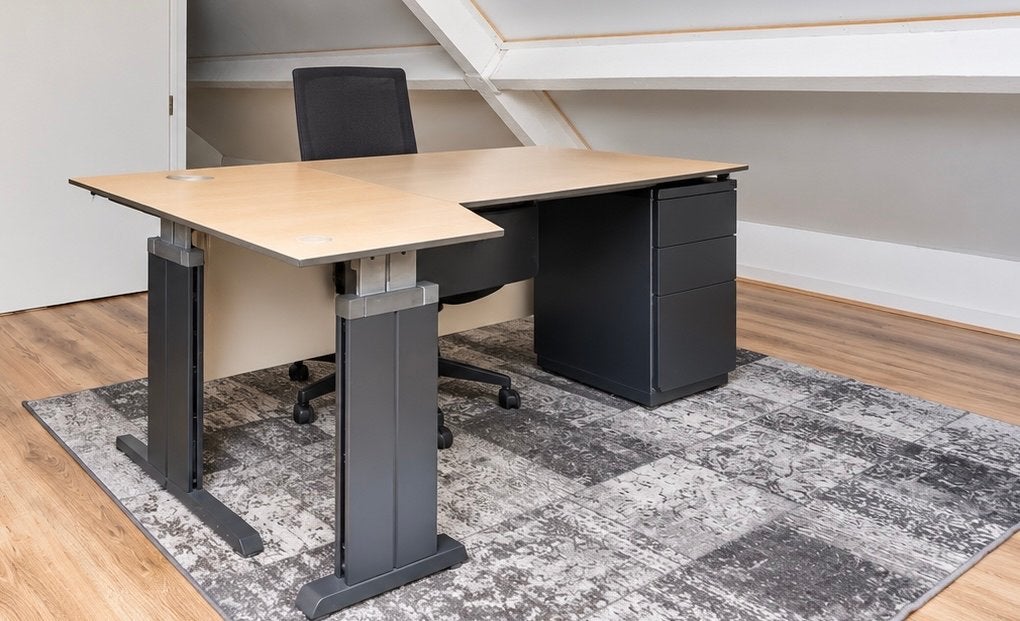 Hoekbureau met lades en verstelbare hoogte, Huis en Inrichting, Ophalen, Gebruikt, Hout, Hoekbureau