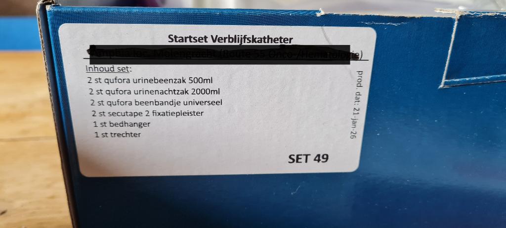 Katheterzakjes, zuurstofslangen e.d., Ophalen, Nieuw