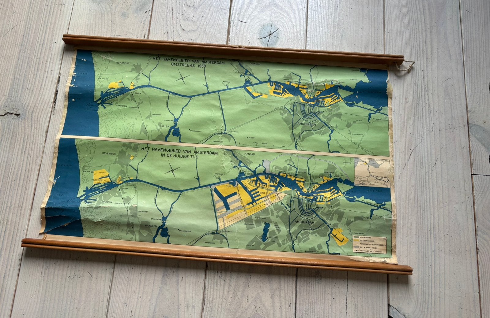 Vintage kaart Havengebied van Amsterdam, Ophalen of Verzenden, Aardrijkskunde