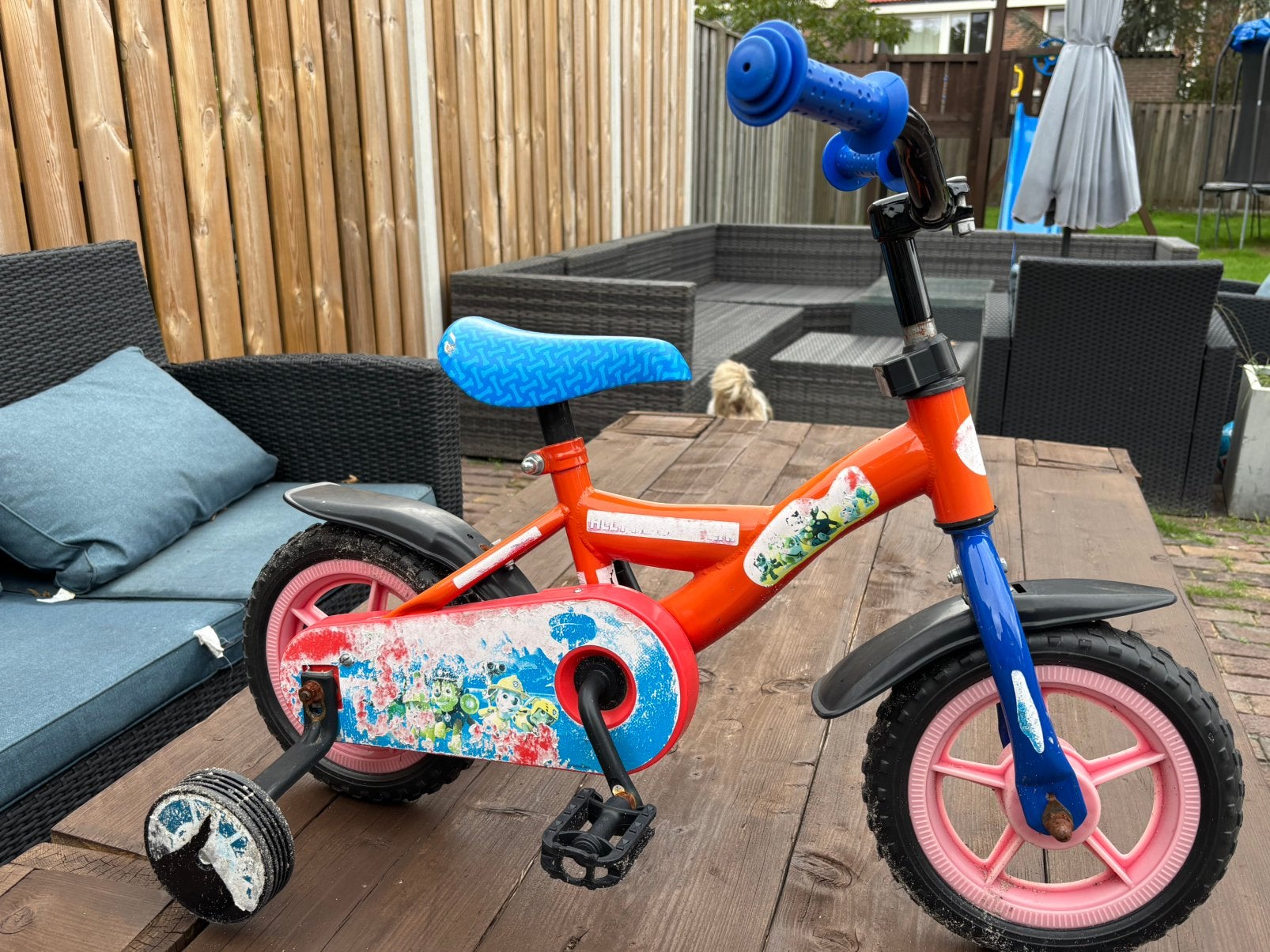 Paw patrol fietsje met zijwieltjes 10inch, Ophalen, Minder dan 16 inch, Zijwieltjes