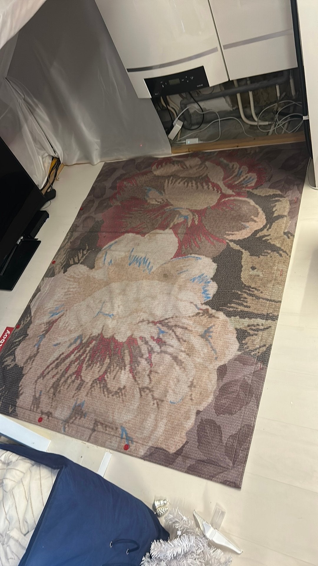 FATBOY vloerkleed, Ophalen, 100 tot 150 cm, Beige, Bloemen