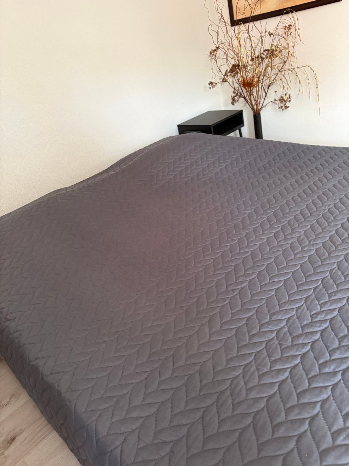 Stijlvolle sprei/deken in grijs en groen 1.80 cm bij 200cm, Huis en Inrichting, Ophalen, Tweepersoons, Zo goed als nieuw, Grijs